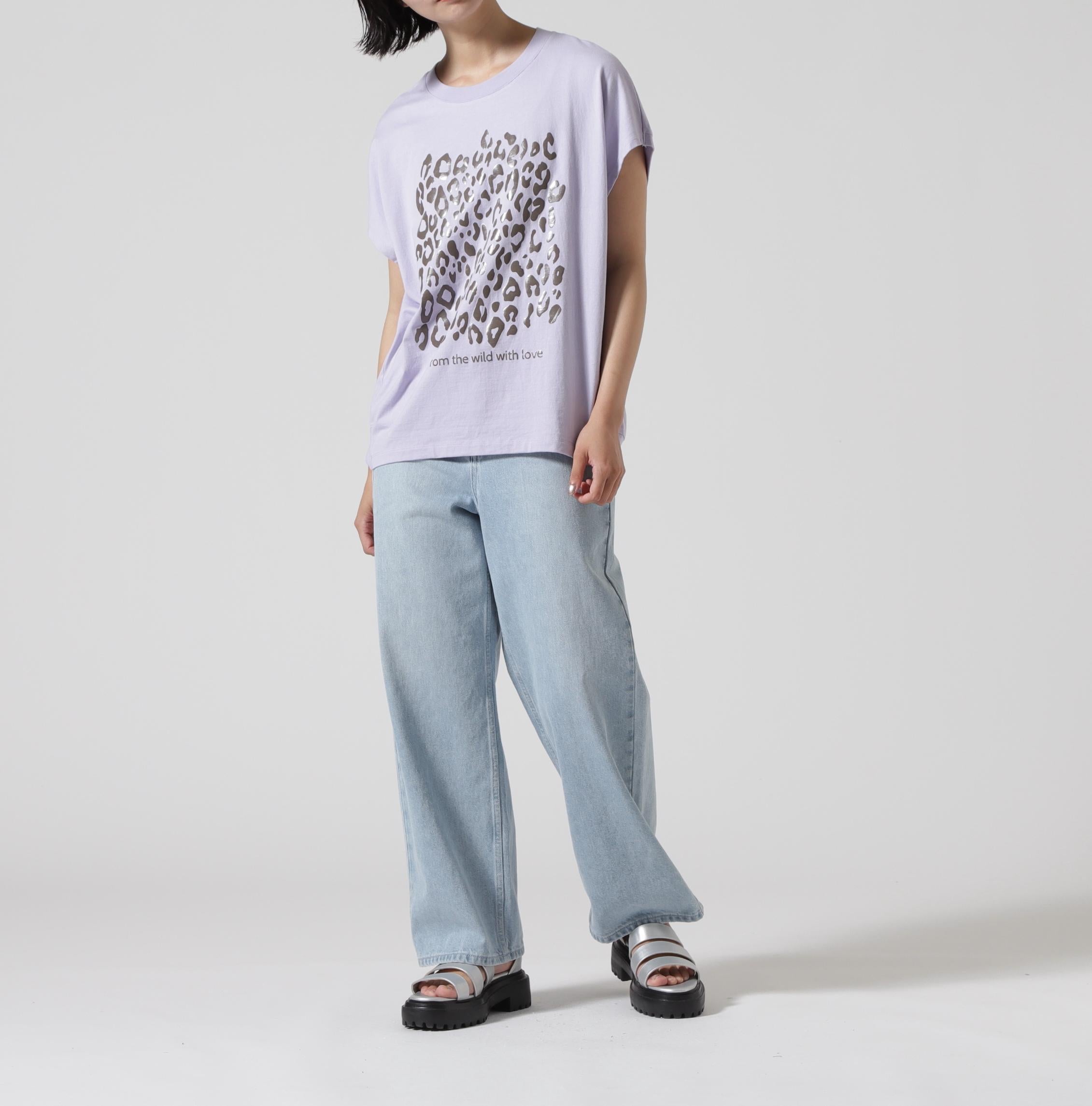 Munich(ミューニック)R'2nd別注レオパードプリントTシャツ パープル
