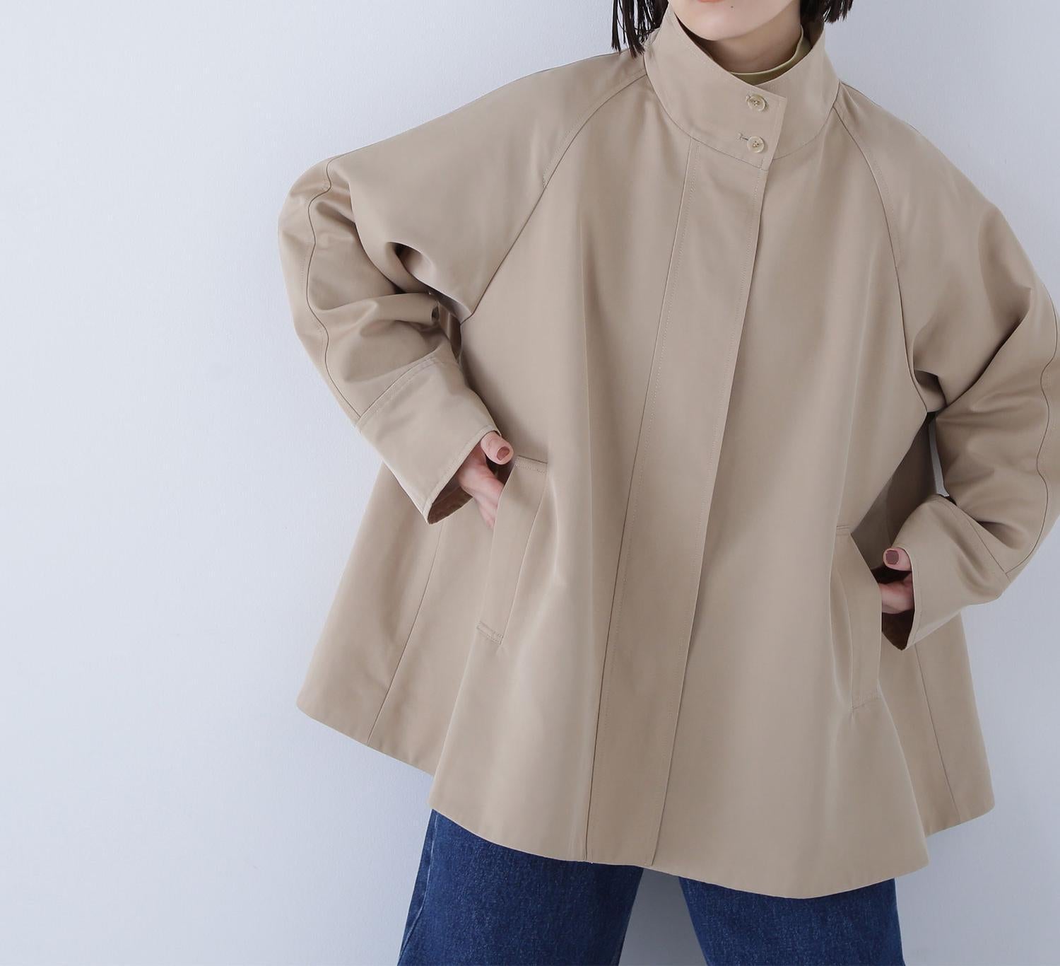 スタンドネックテントラインブルゾン ベージュ
