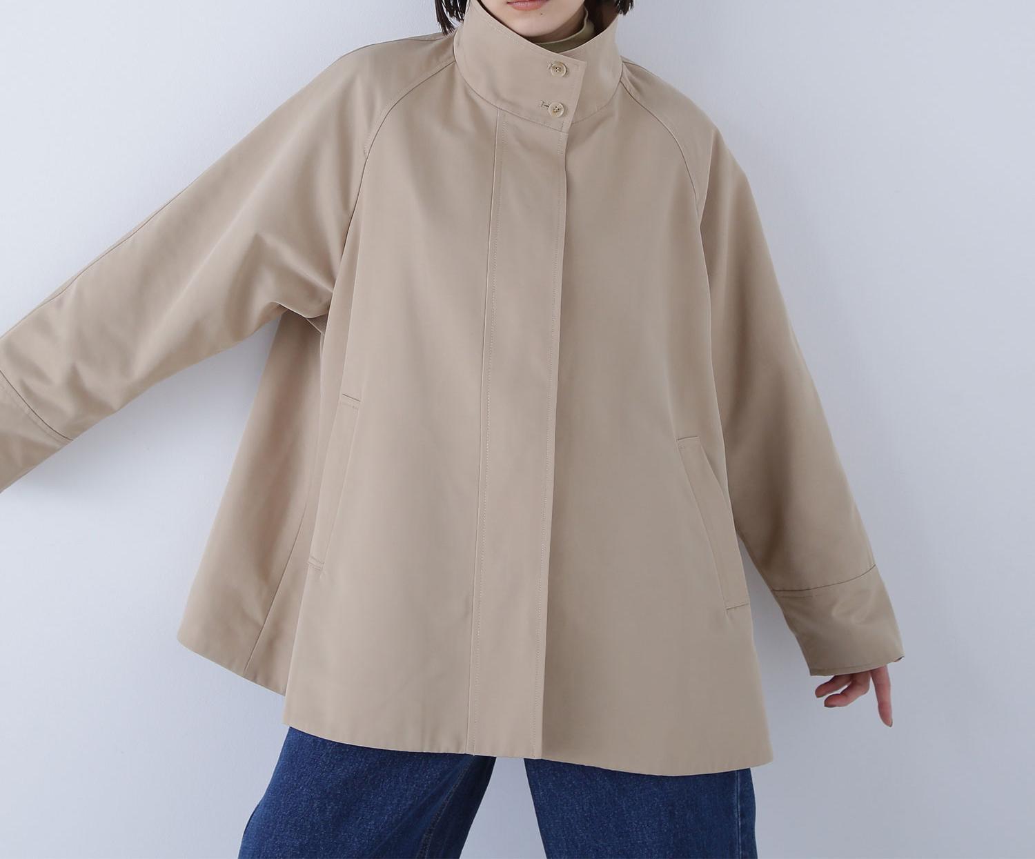 スタンドネックテントラインブルゾン ベージュ