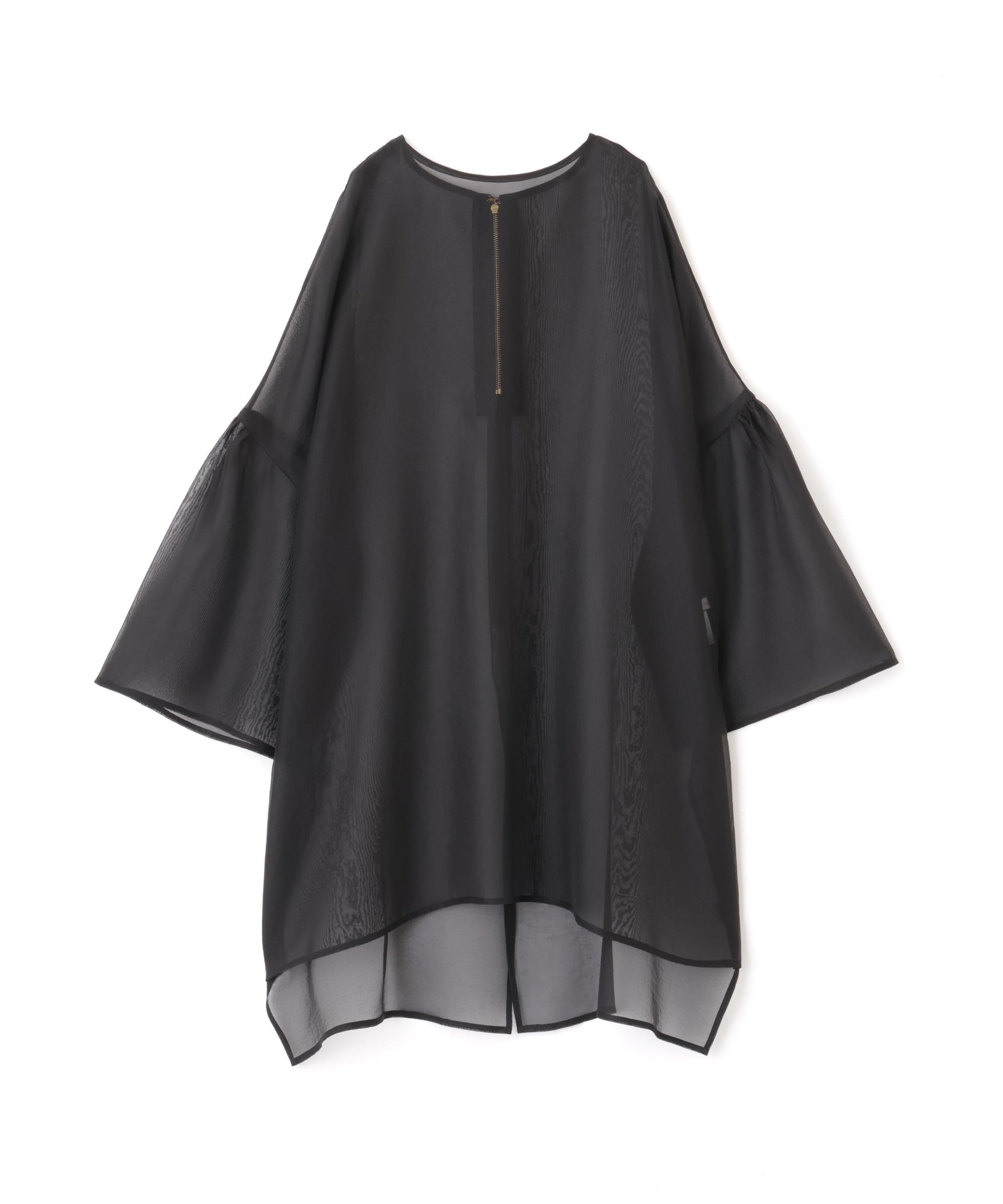 ボリュームスリーブシアーブラウス ブラック