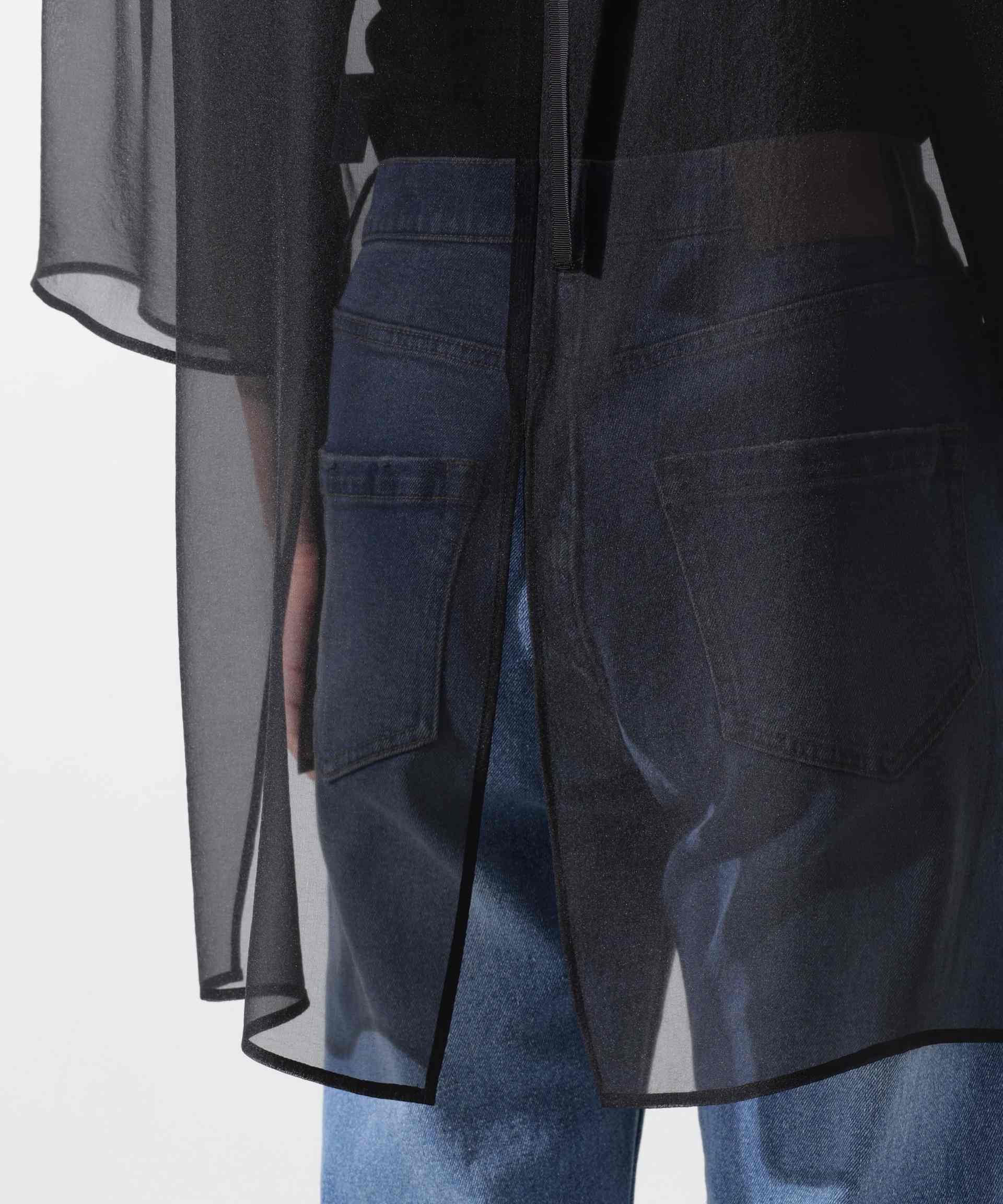 ボリュームスリーブシアーブラウス ブラック