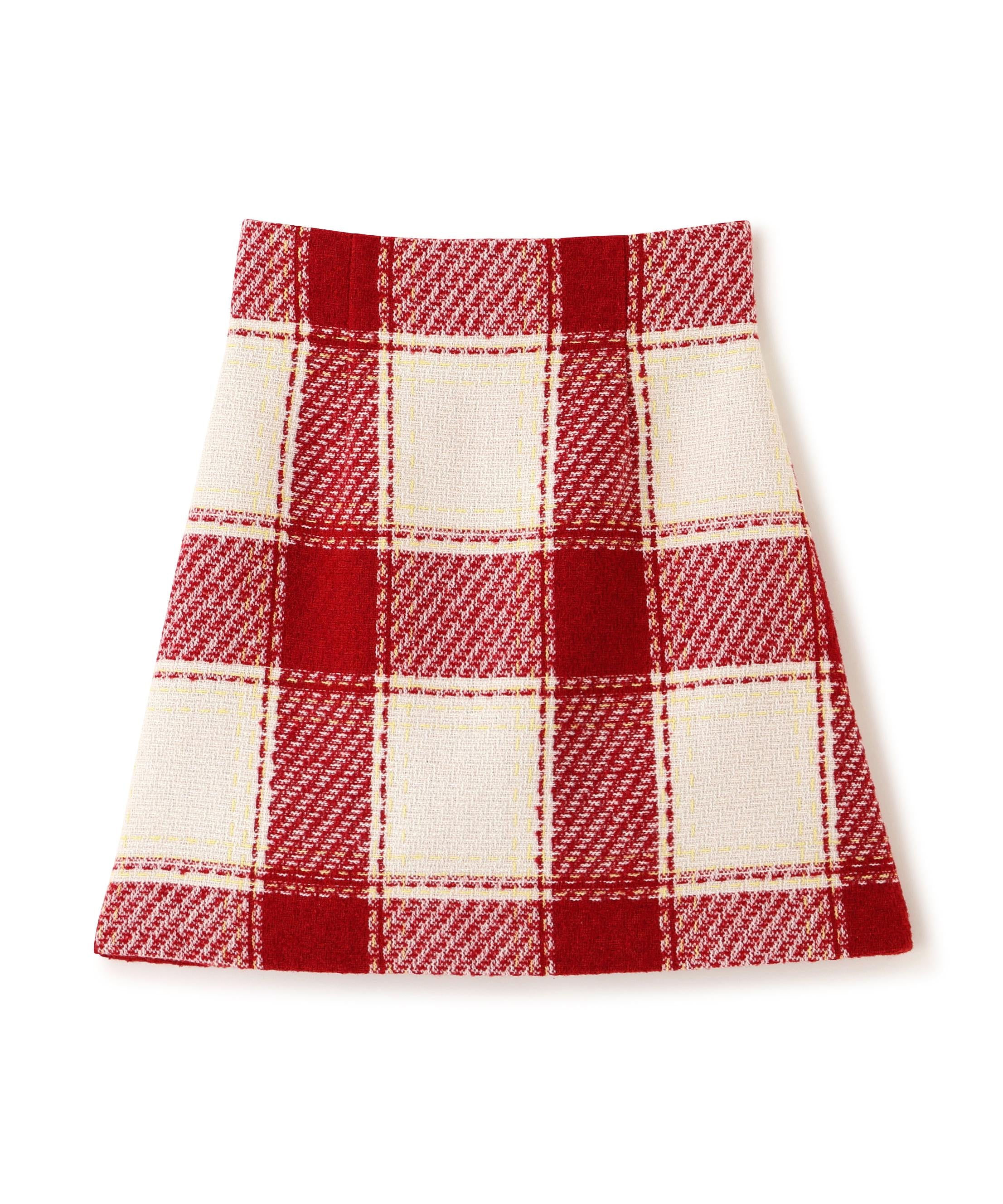 ロービングチェックミニスカート レッド1
