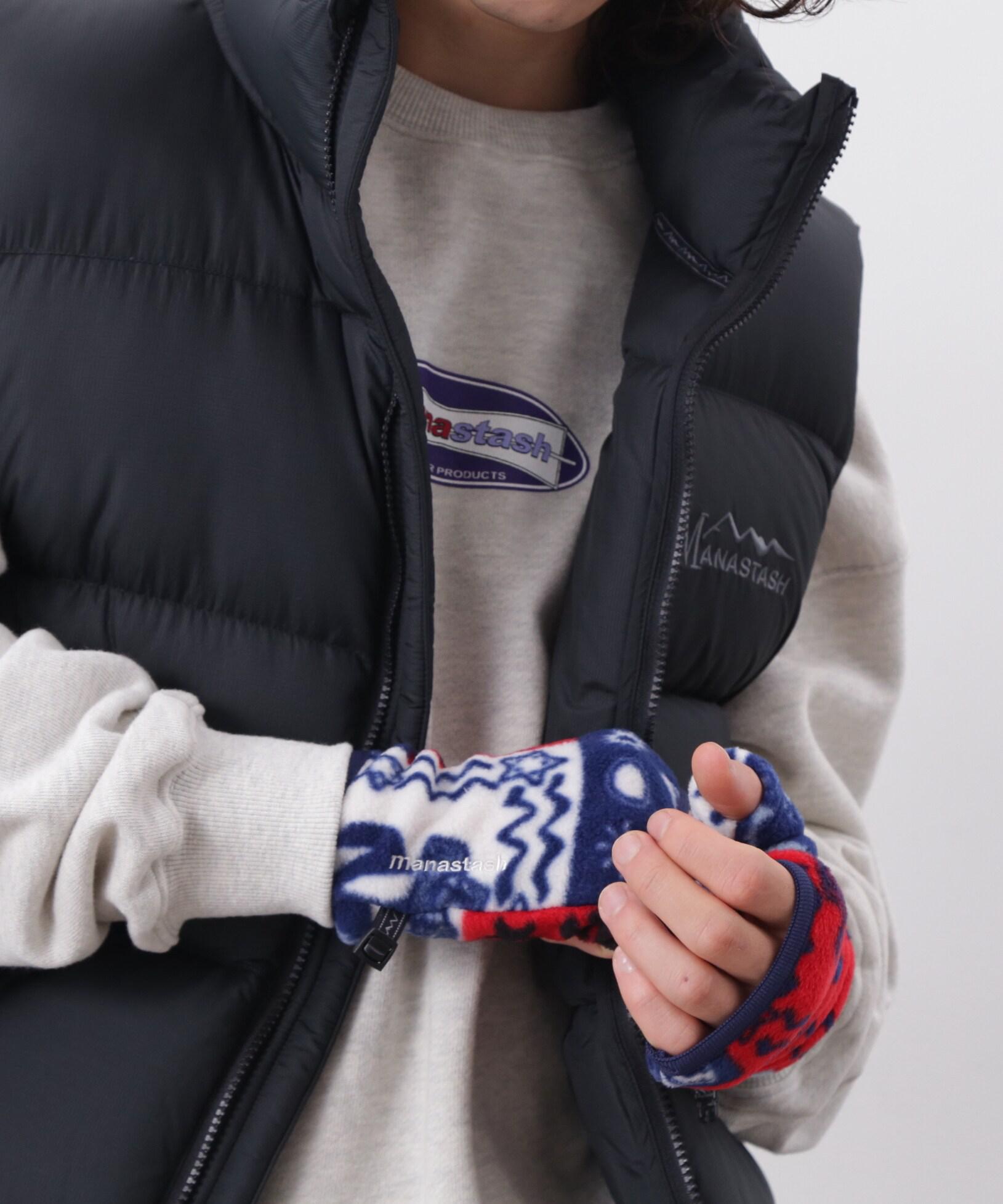 MANASTASH/マナスタッシュ/RANDANA FINGE>LESS GLOVES ネイビー