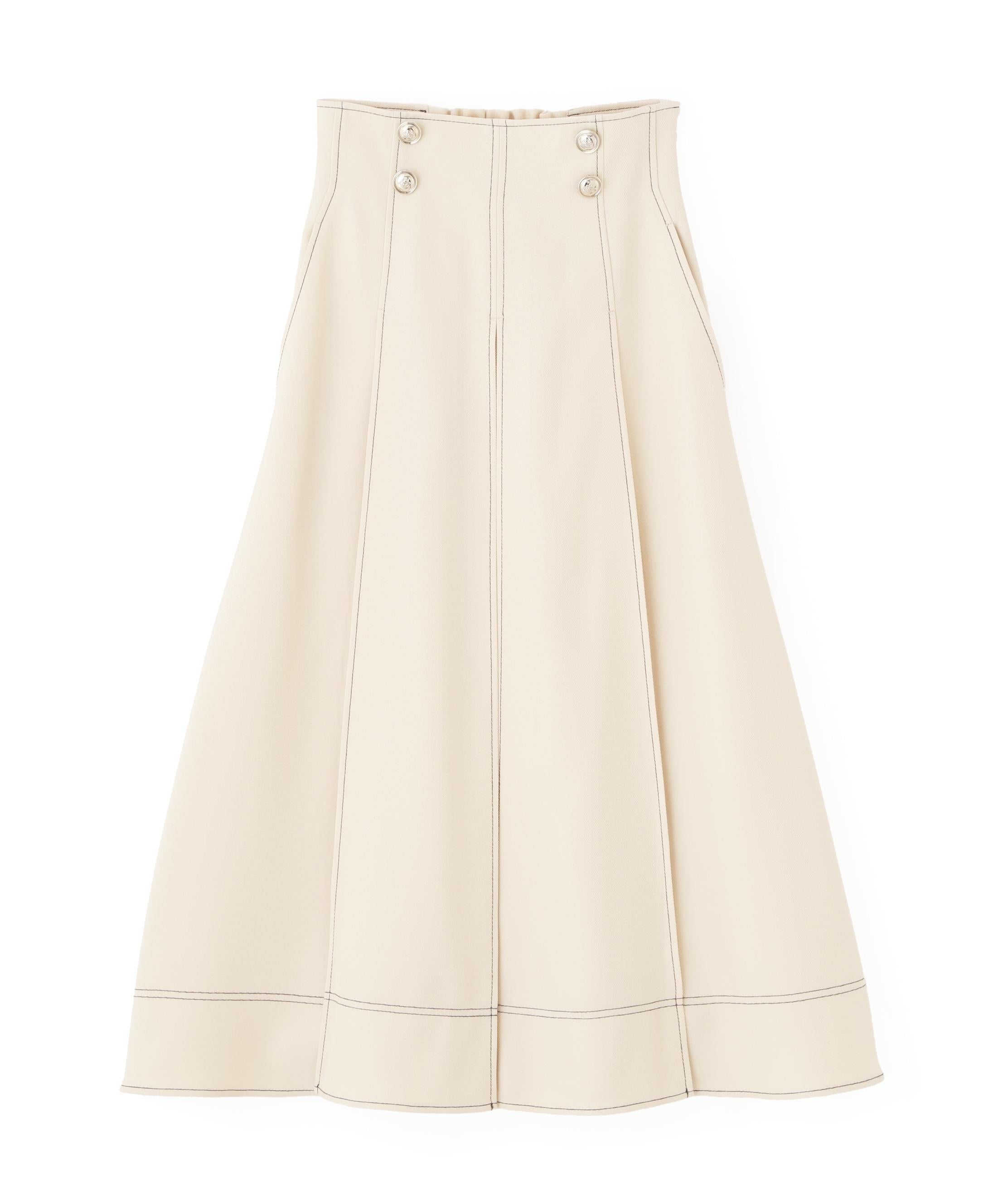 フロント釦配色ステッチスカート エクリュ