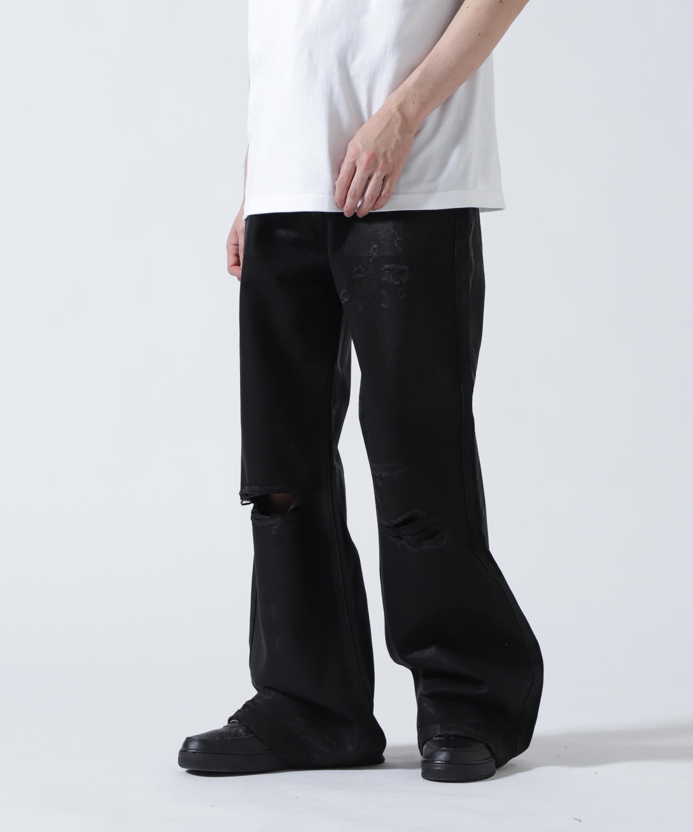 FR(13)NDS /フレンズ/BLACK COATINGFLARE PANTS ブラック