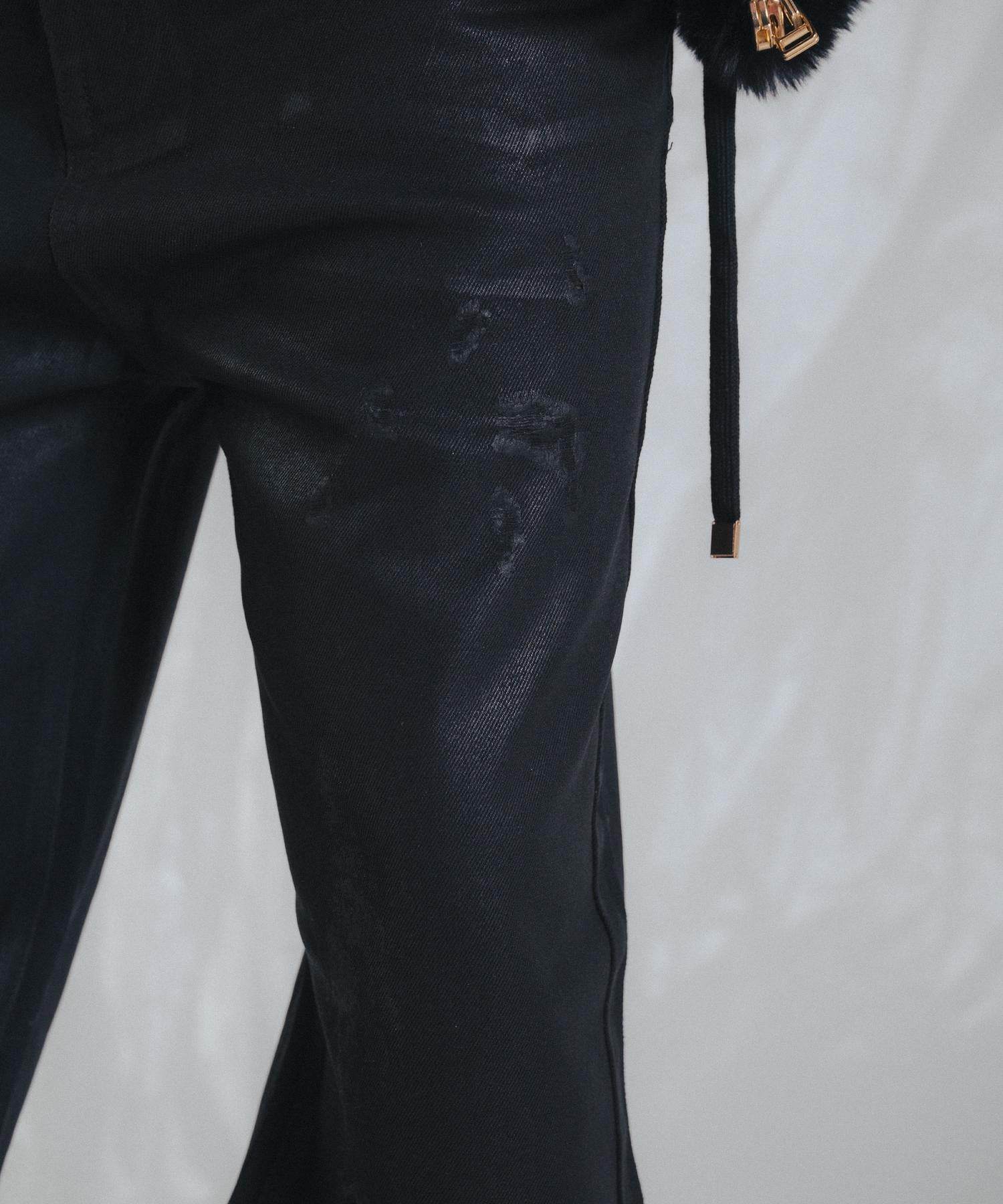 FR(13)NDS /フレンズ/BLACK COATINGFLARE PANTS ブラック
