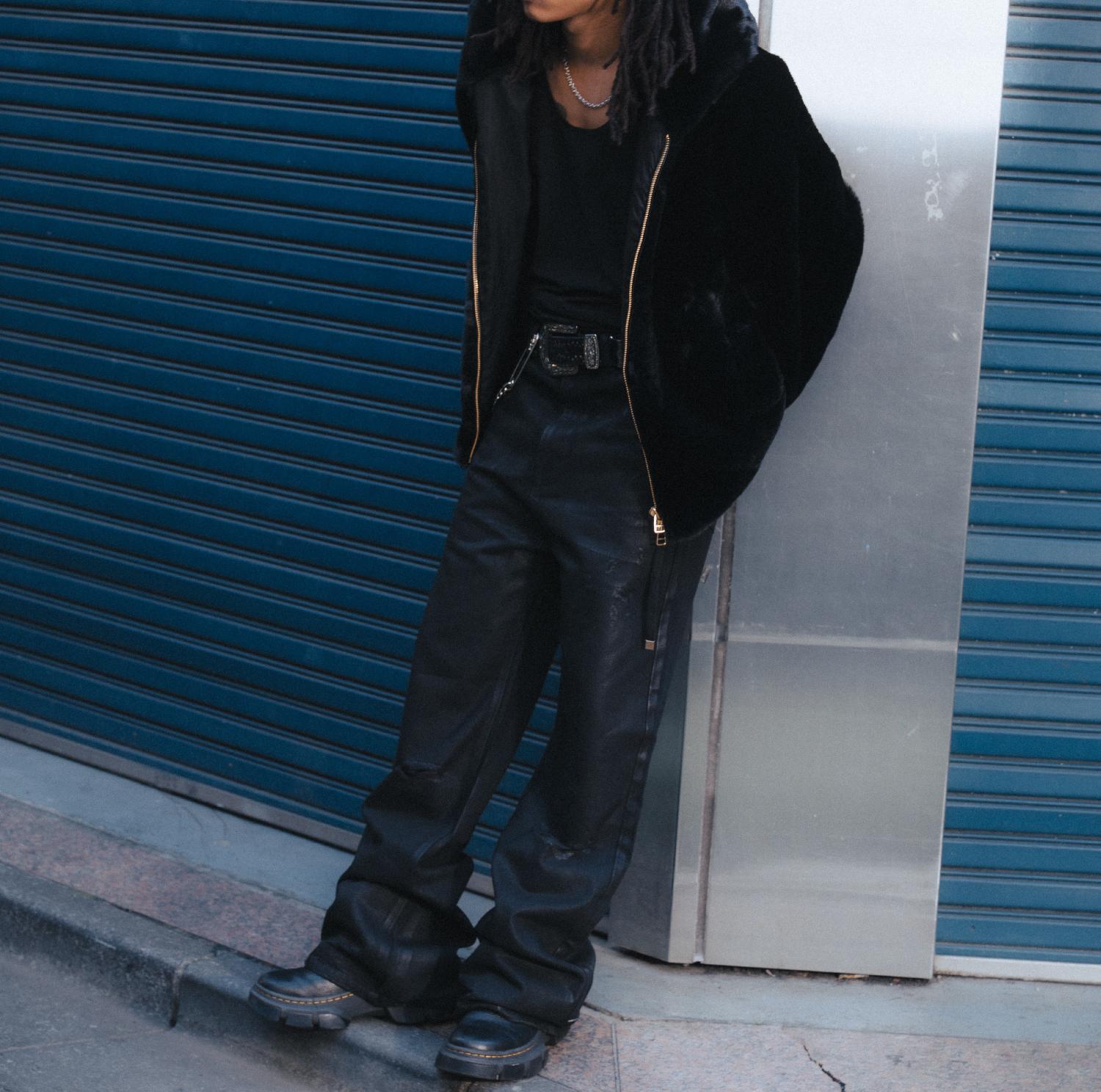 FR(13)NDS /フレンズ/BLACK COATINGFLARE PANTS ブラック