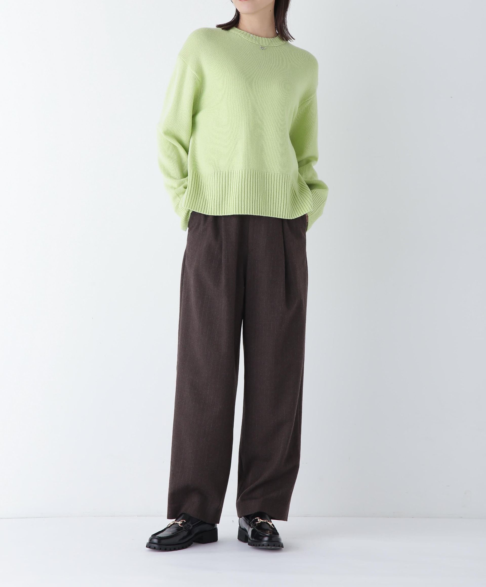 ◆ウールフラノワイドテーパードパンツ ブラウンストライプ3