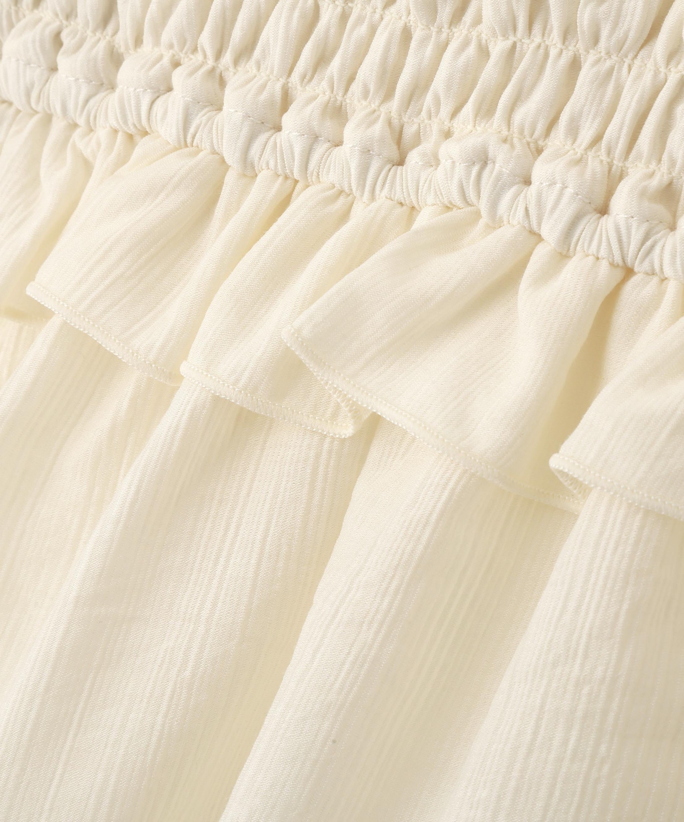 フロントリボンペプラム楊柳ブラウス オフホワイト1