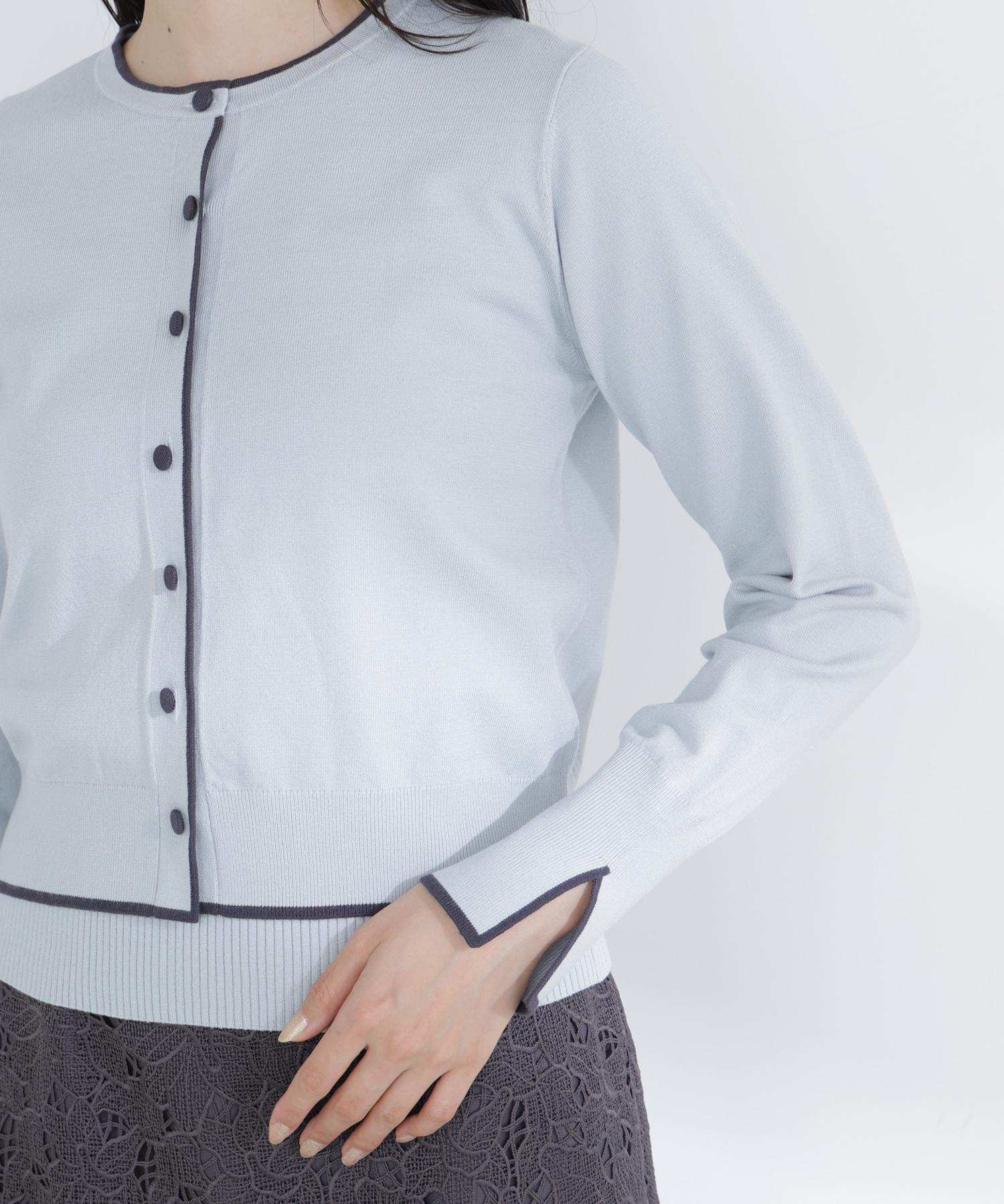 クルミボタンバイカラーアンサンブル グリーン系2