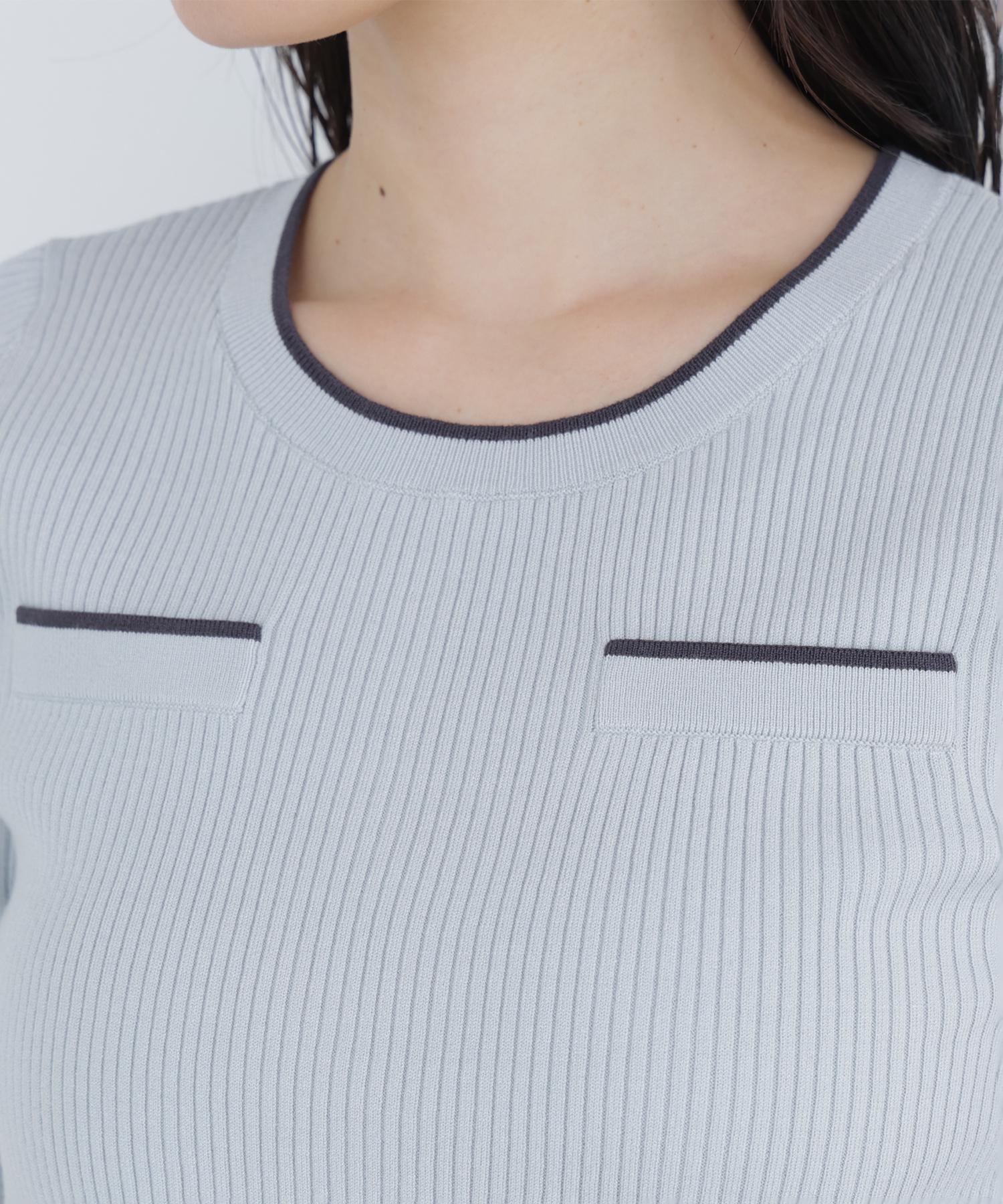 クルミボタンバイカラーアンサンブル グリーン系2