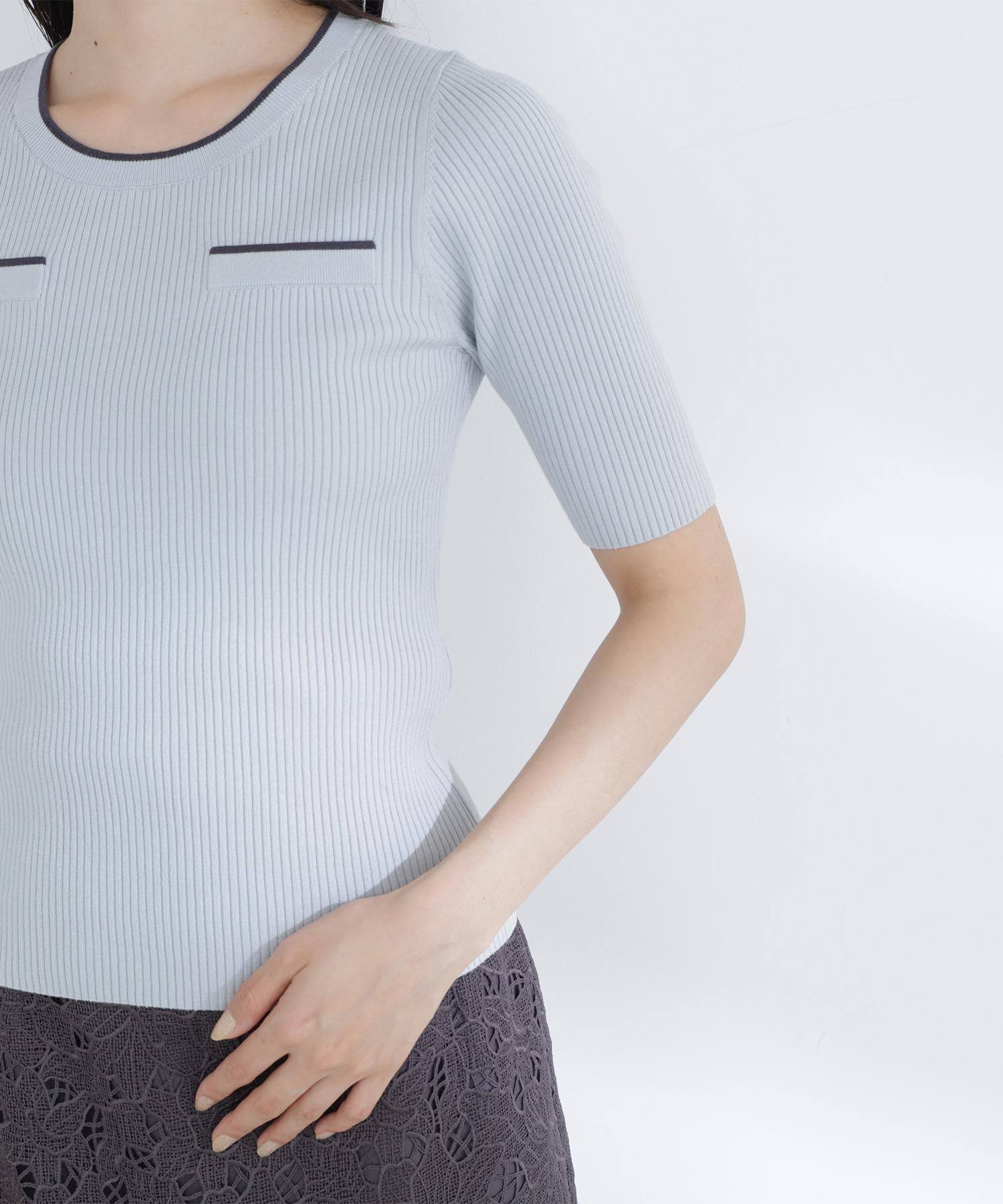 クルミボタンバイカラーアンサンブル グリーン系2