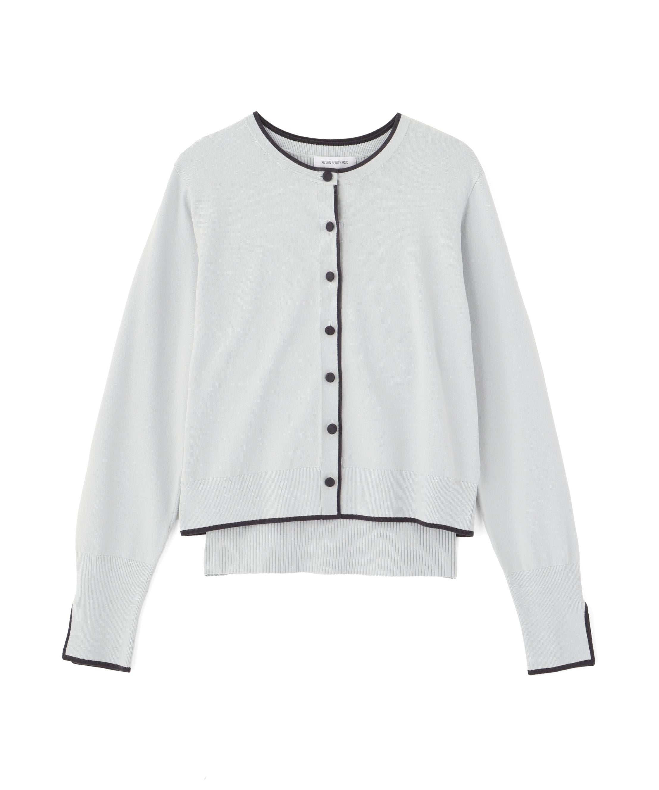 クルミボタンバイカラーアンサンブル グリーン系2