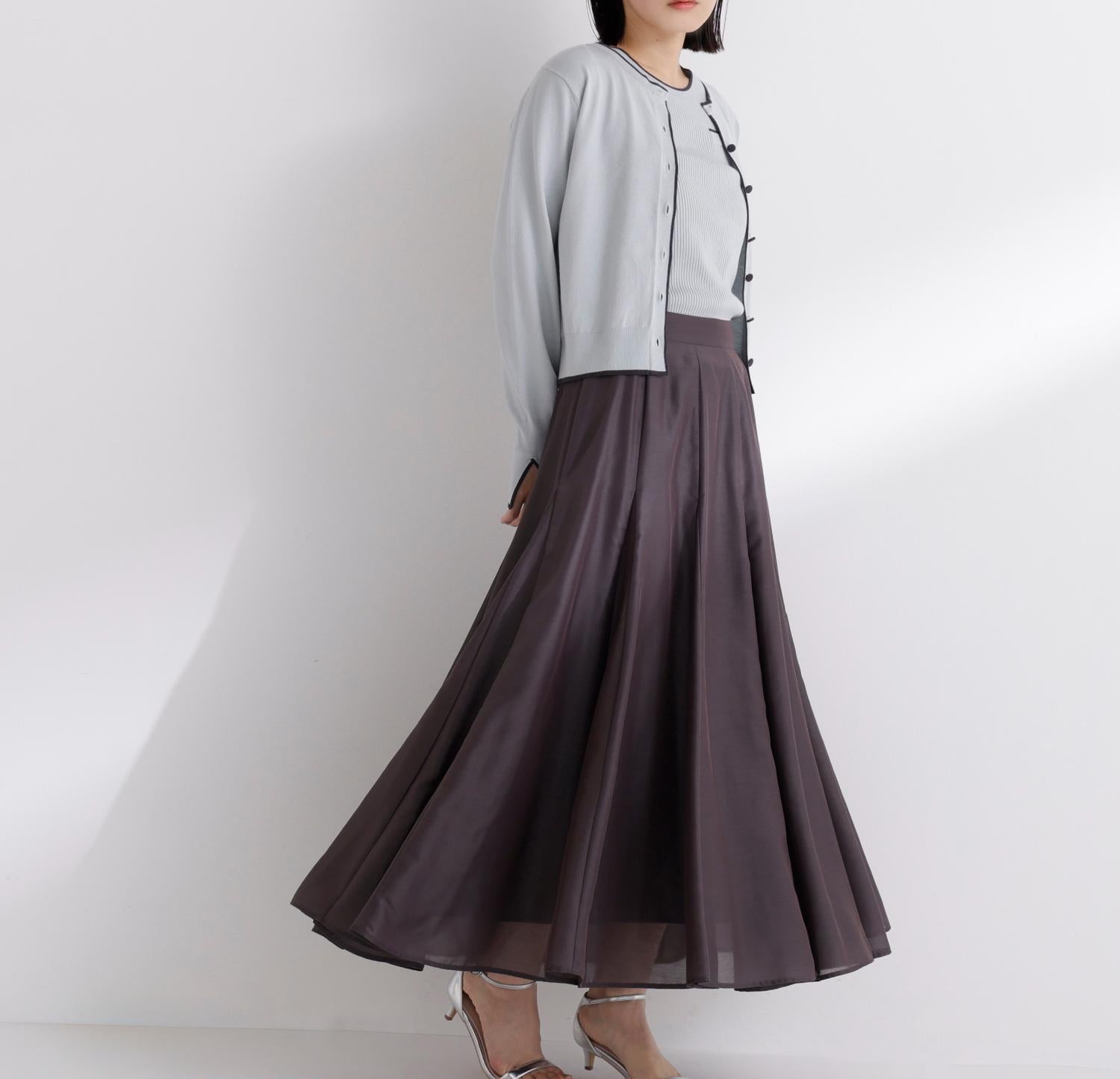 クルミボタンバイカラーアンサンブル グリーン系2