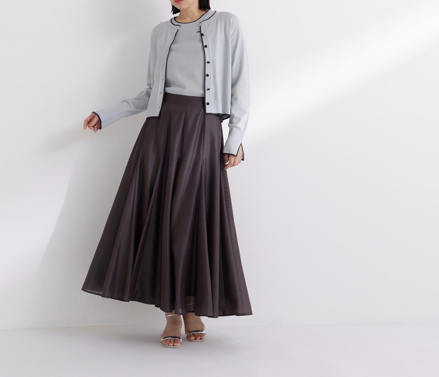 クルミボタンバイカラーアンサンブル グリーン系2