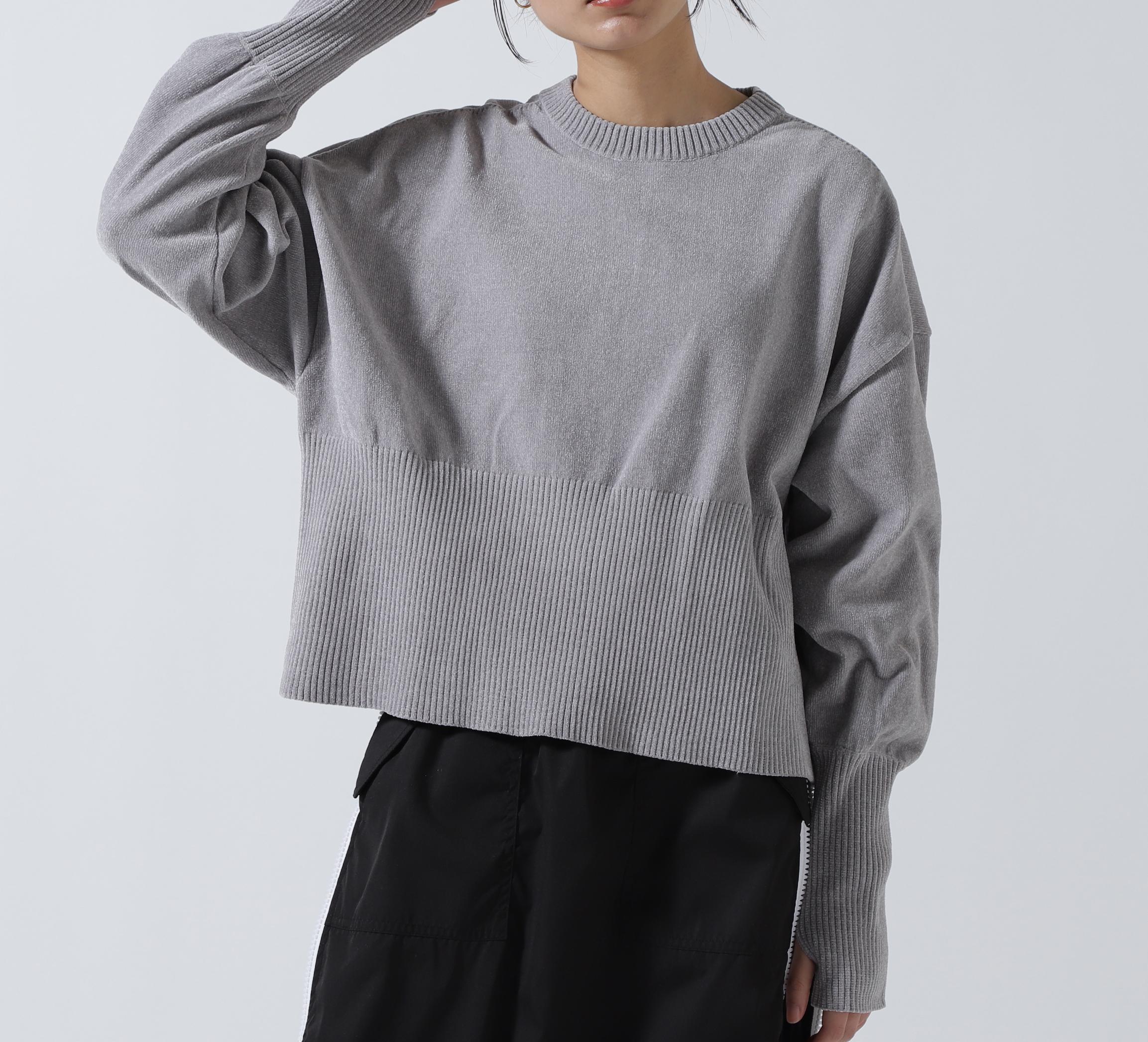 CHIGNON(シニヨン) モールヤーンショートプルオーバー グレー