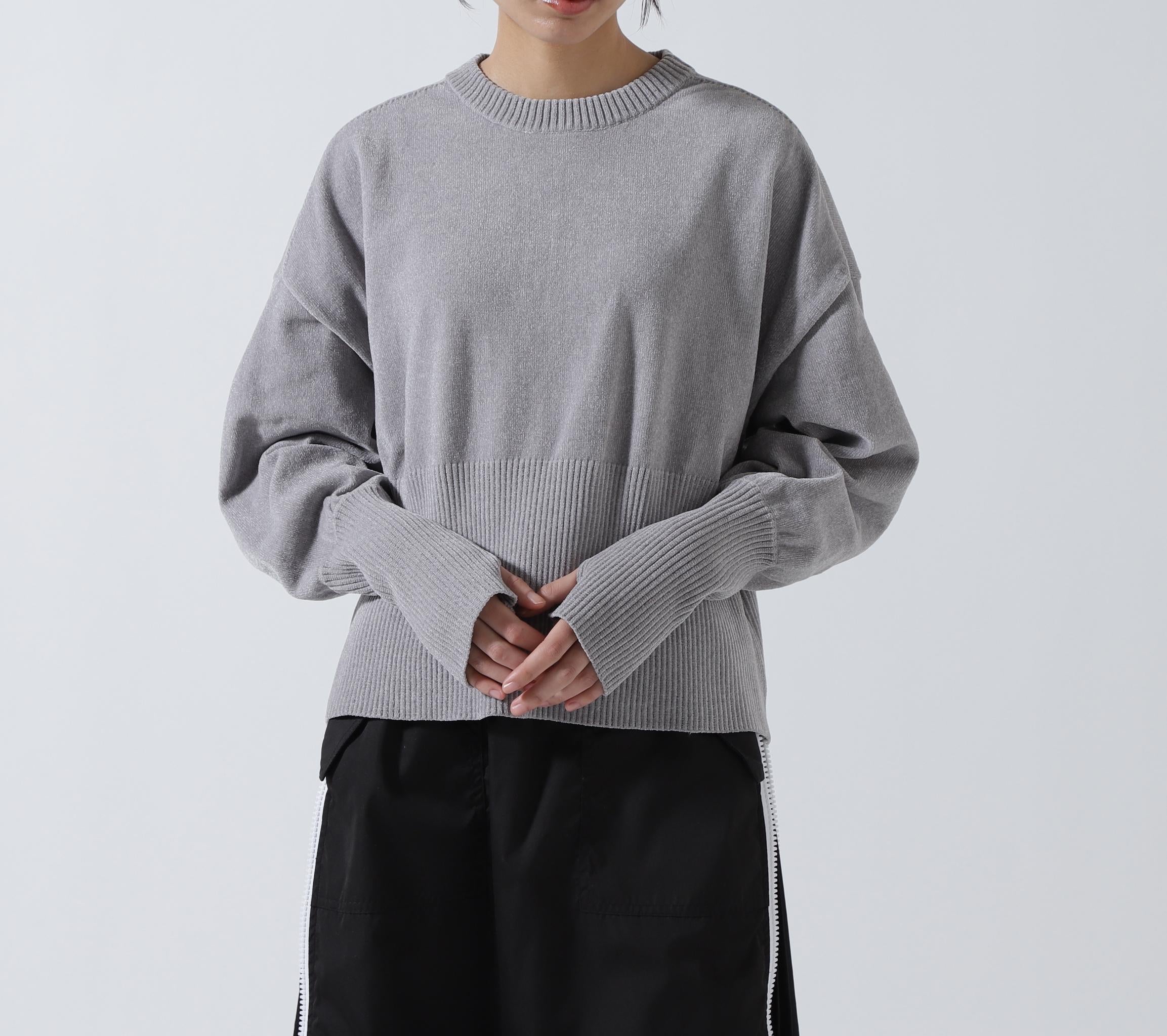 CHIGNON(シニヨン) モールヤーンショートプルオーバー グレー