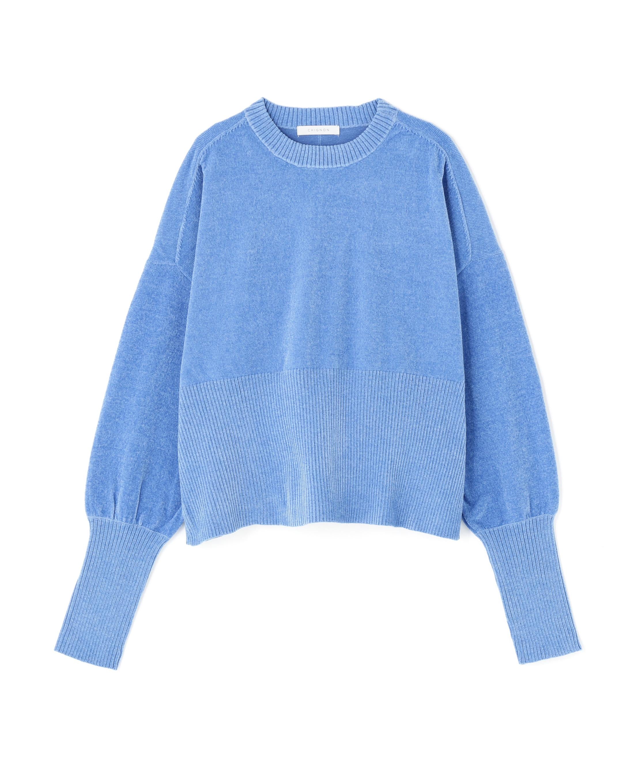 CHIGNON(シニヨン) モールヤーンショートプルオーバー ブルー