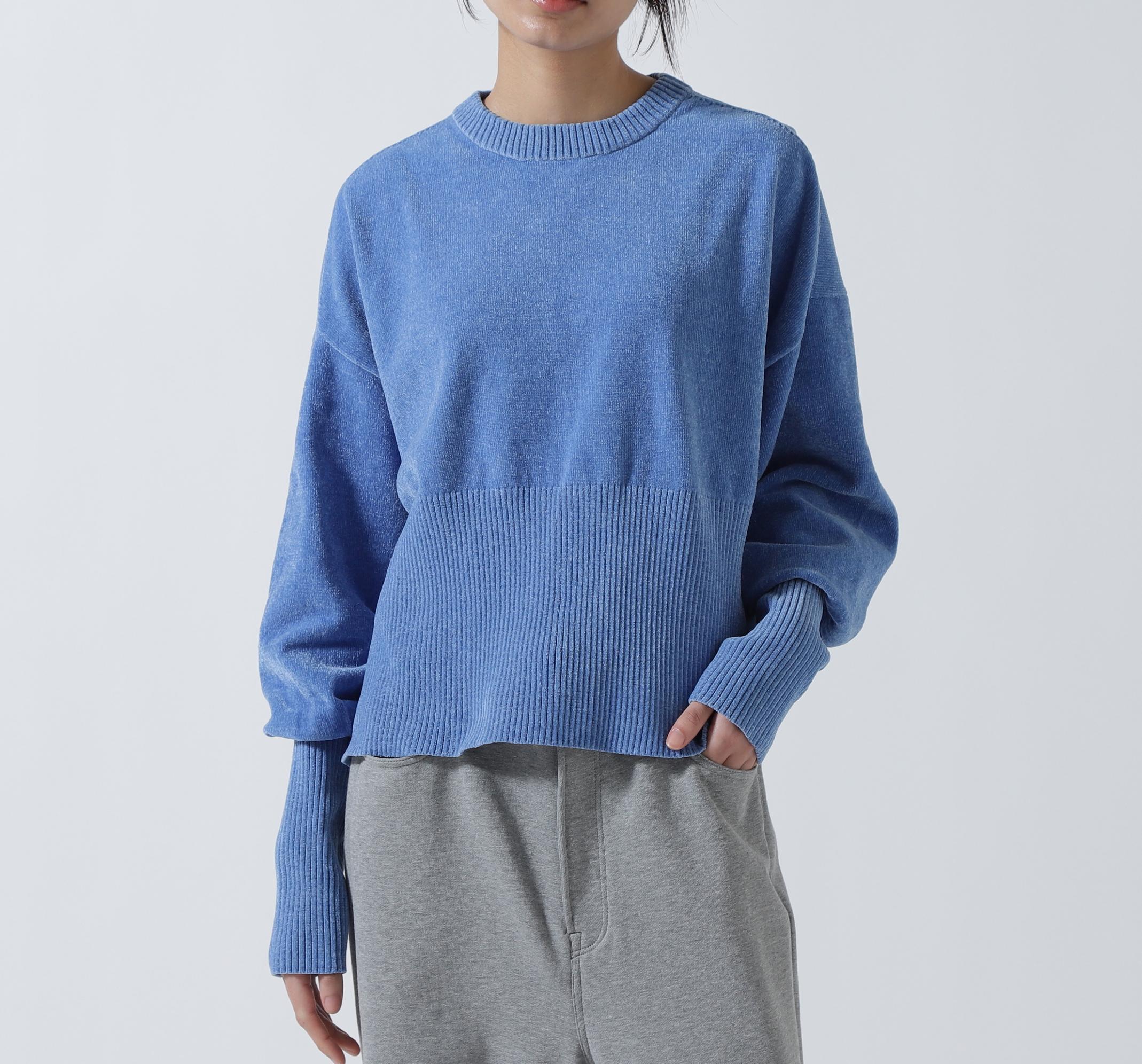 CHIGNON(シニヨン) モールヤーンショートプルオーバー ブルー