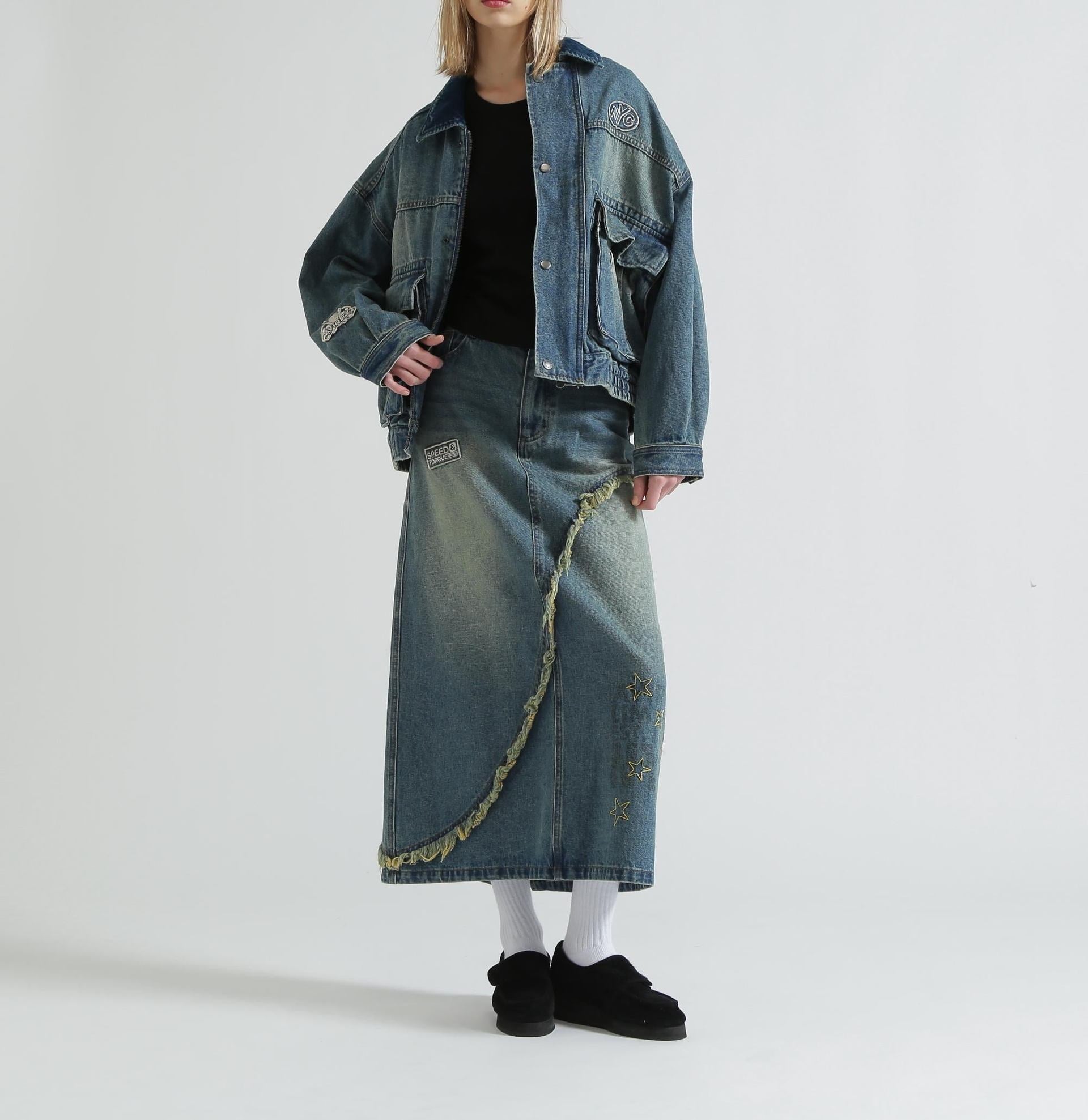 WAPPEN DENIM LONG SKIRT ユーズド2