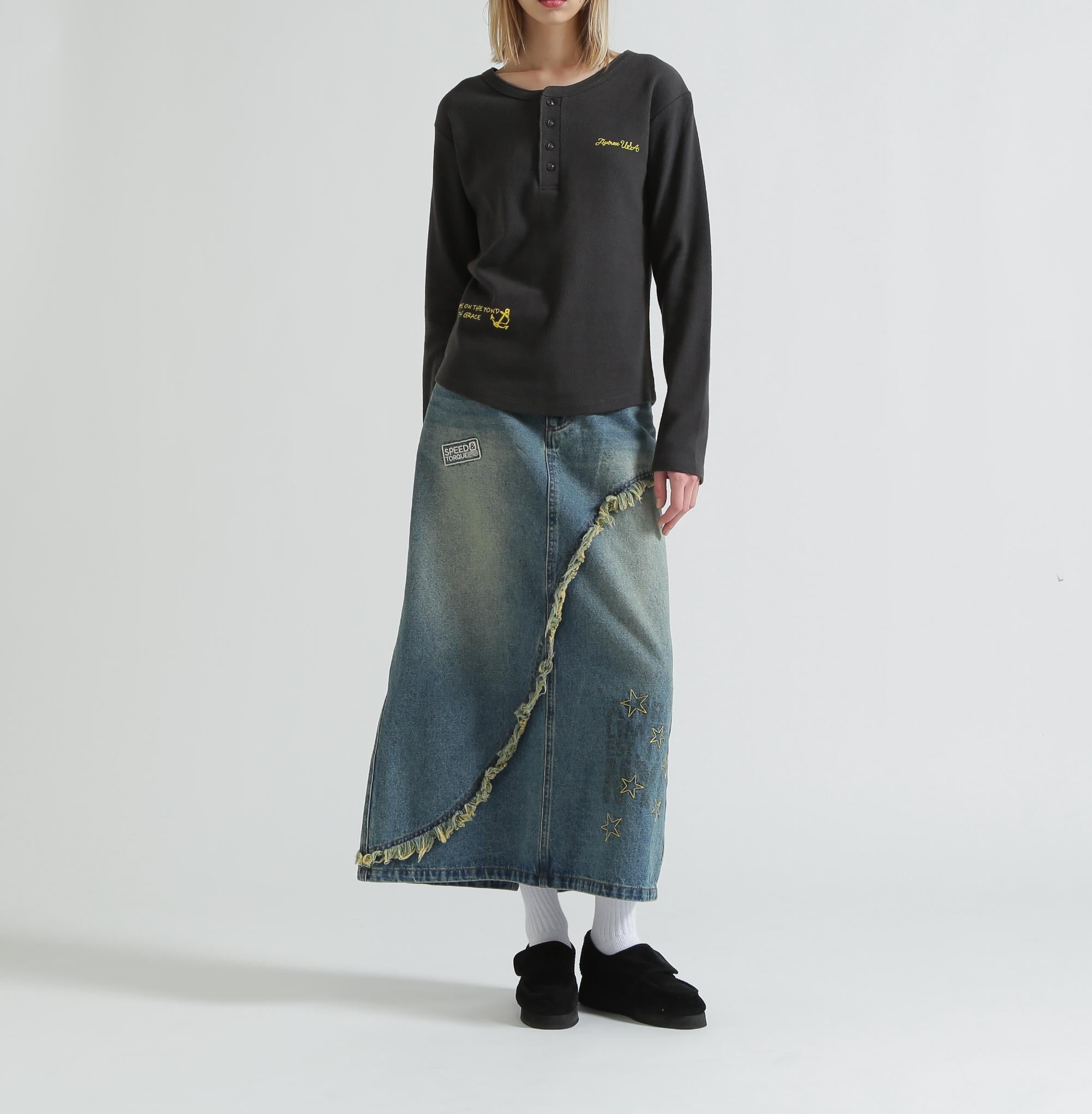 WAPPEN DENIM LONG SKIRT ユーズド2