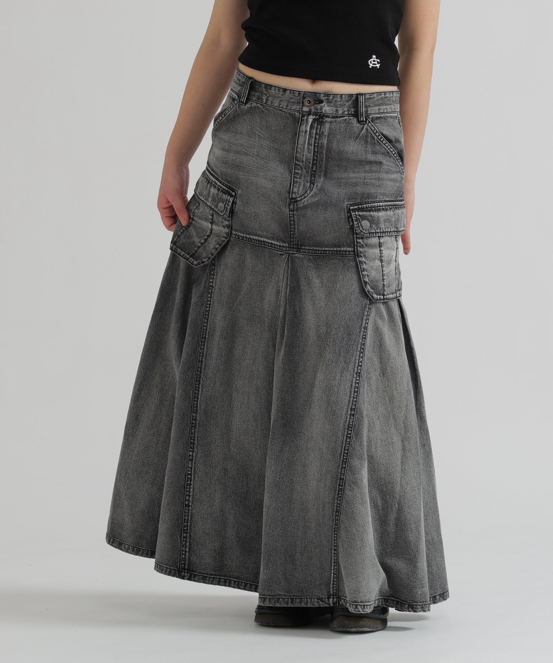 DENIM MERMAID CARGO SKIRT ブラック
