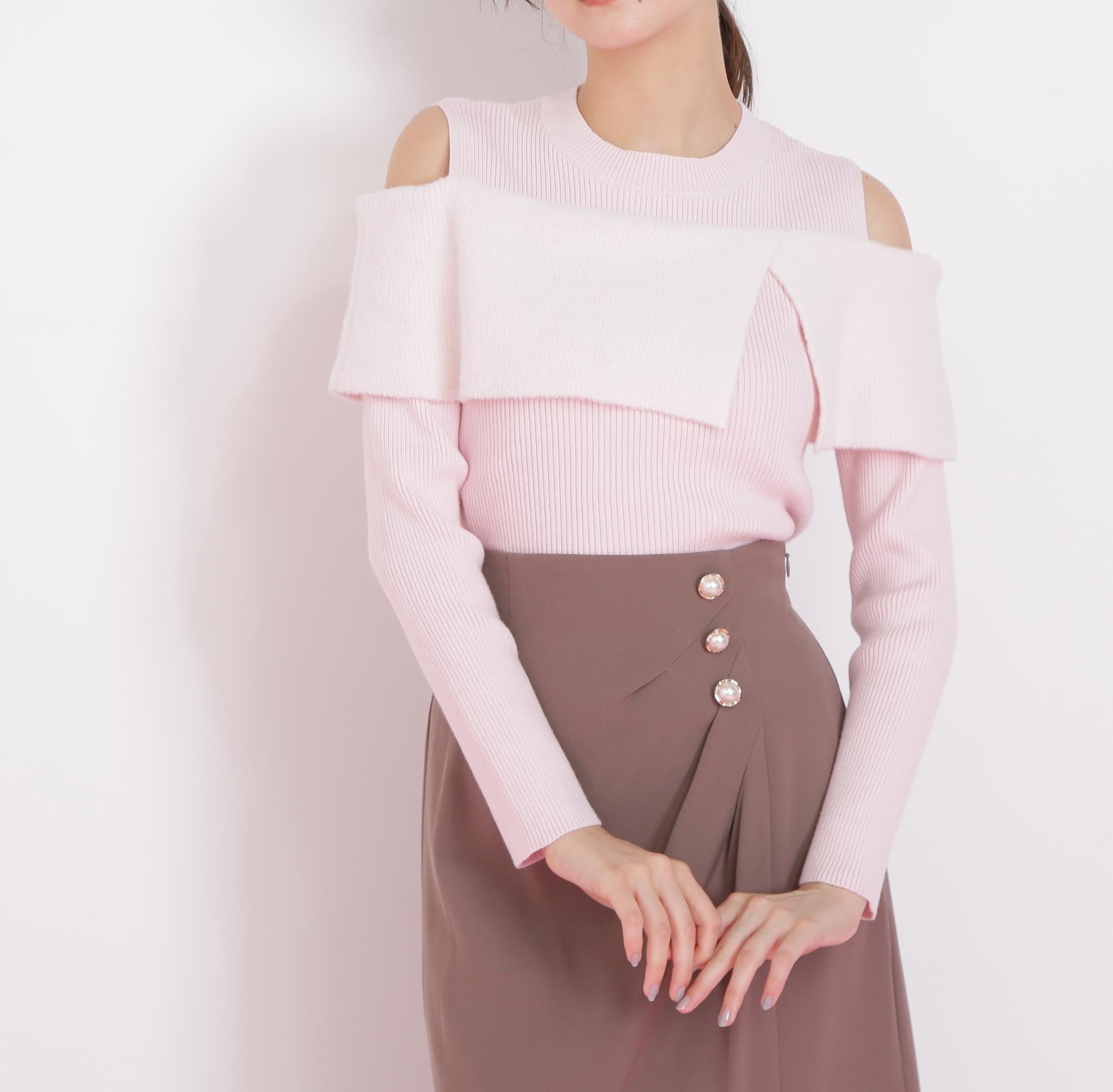 ミニフェザーケープニット ピンク