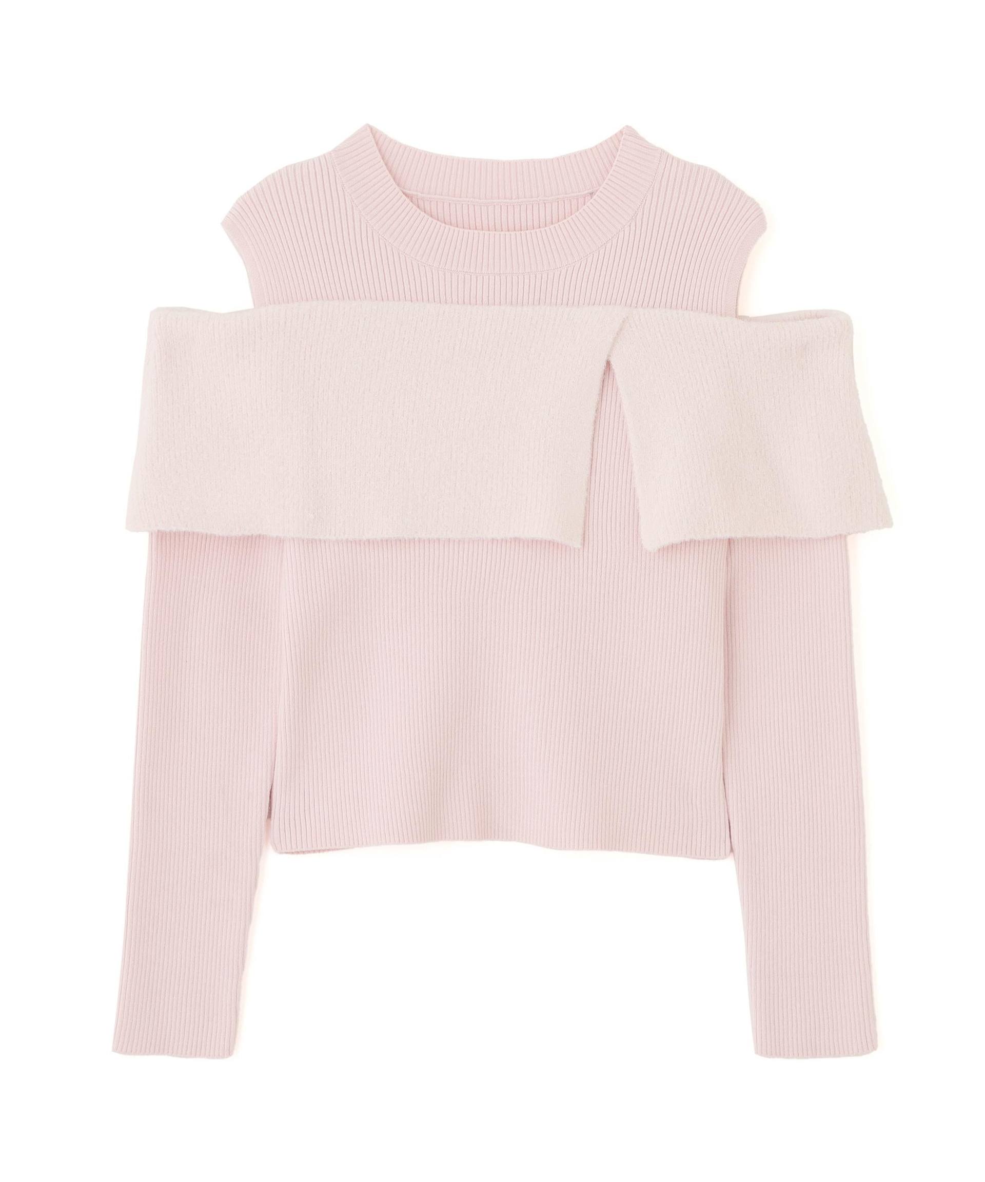 ミニフェザーケープニット ピンク