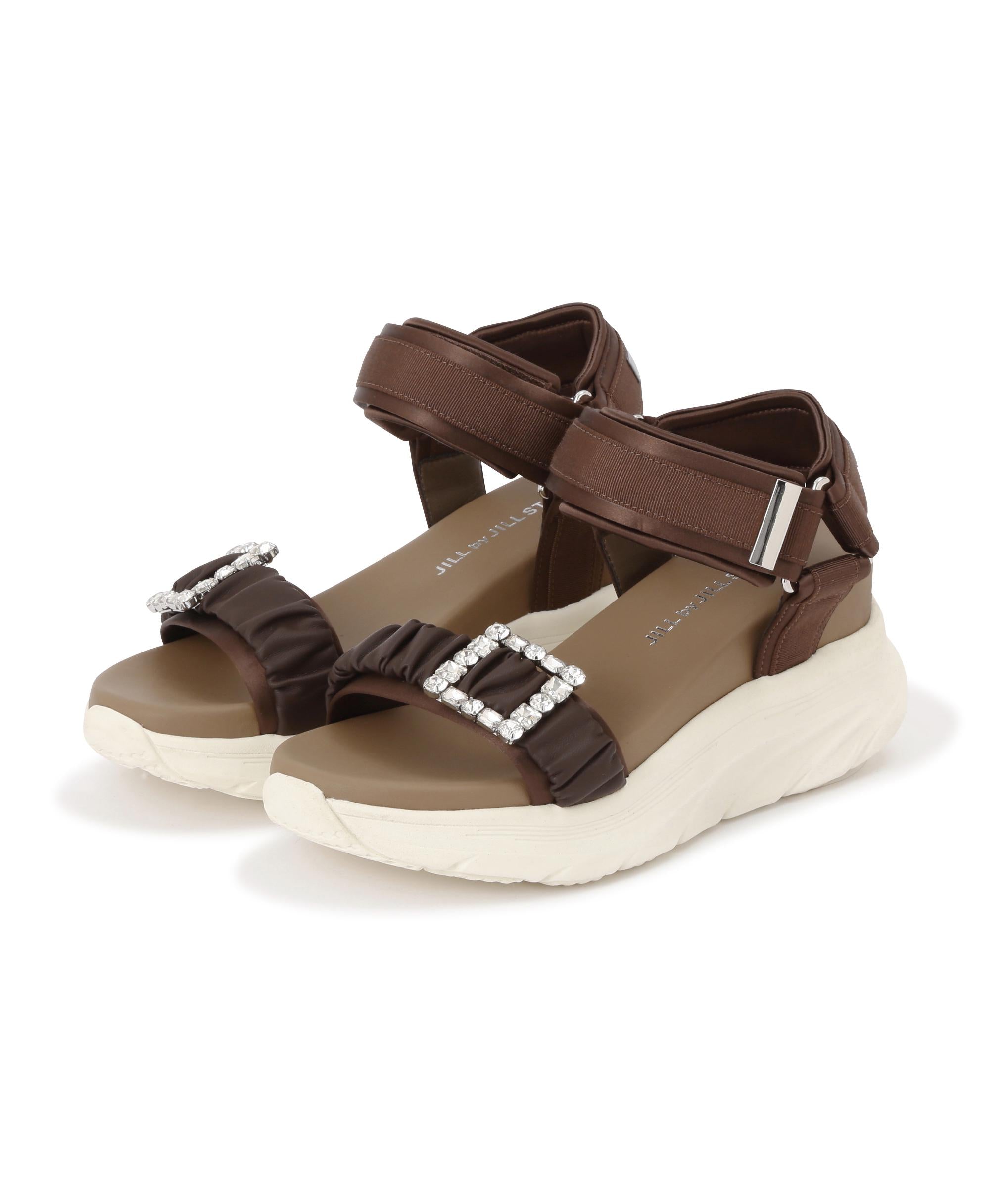 ビジューヒールスポーツサンダル モカ