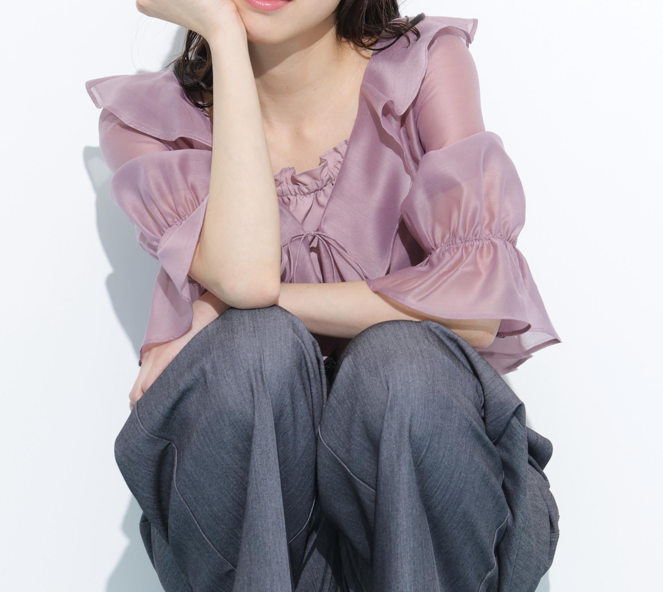 ラッフルアンサンブルセットアップブラウス ピンク