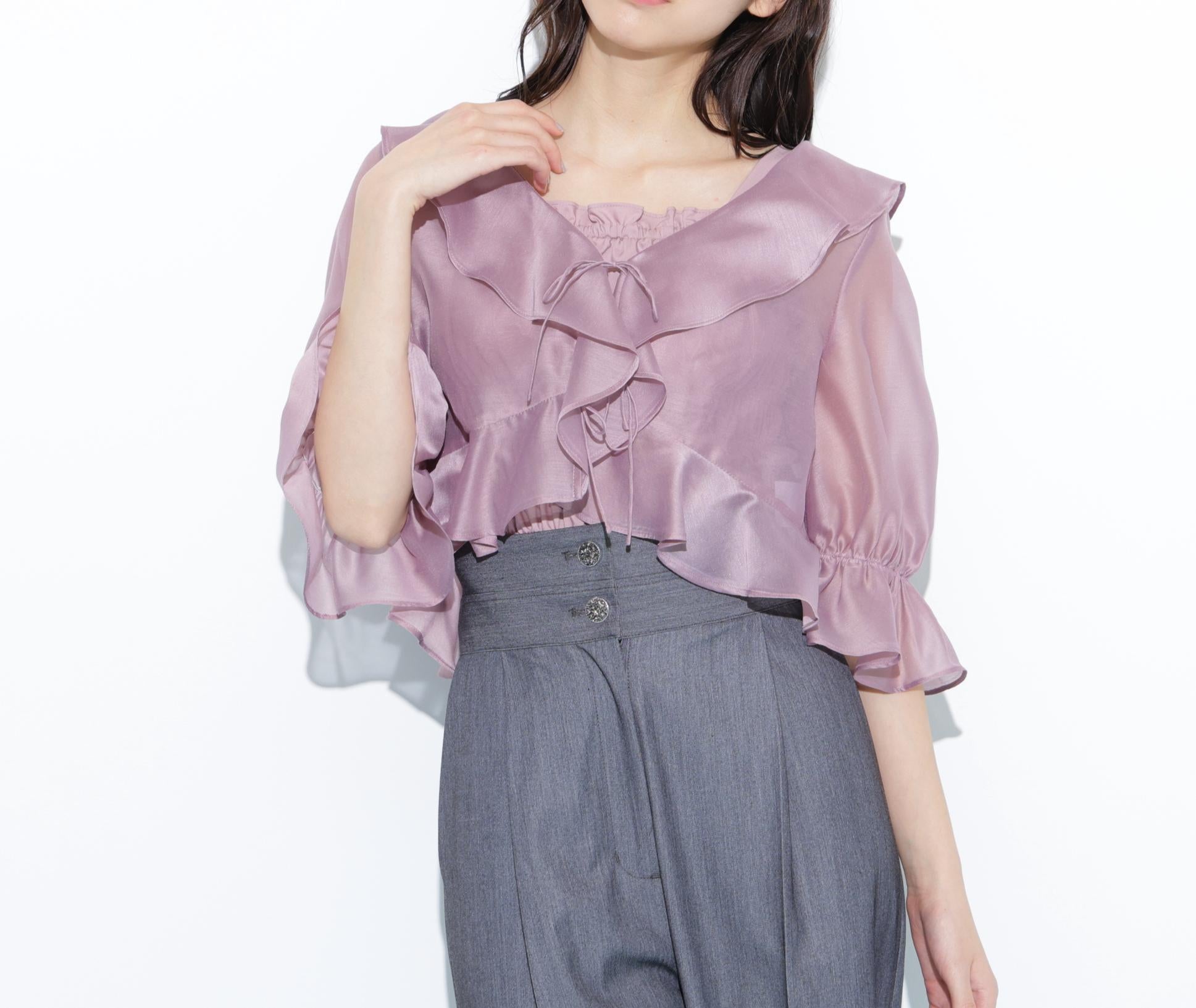 ラッフルアンサンブルセットアップブラウス ピンク