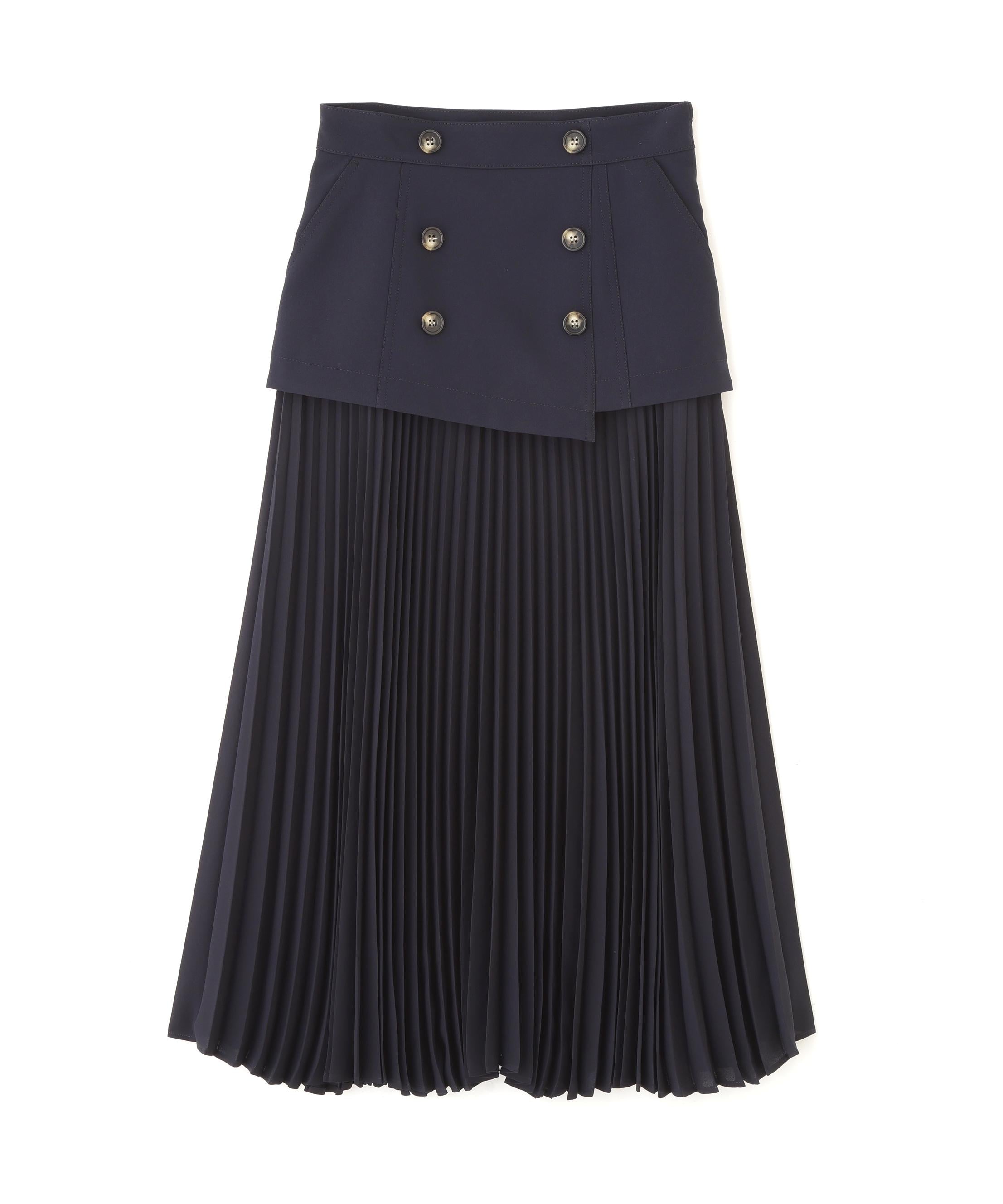 ソフトオックスプリーツスカート ネイビー