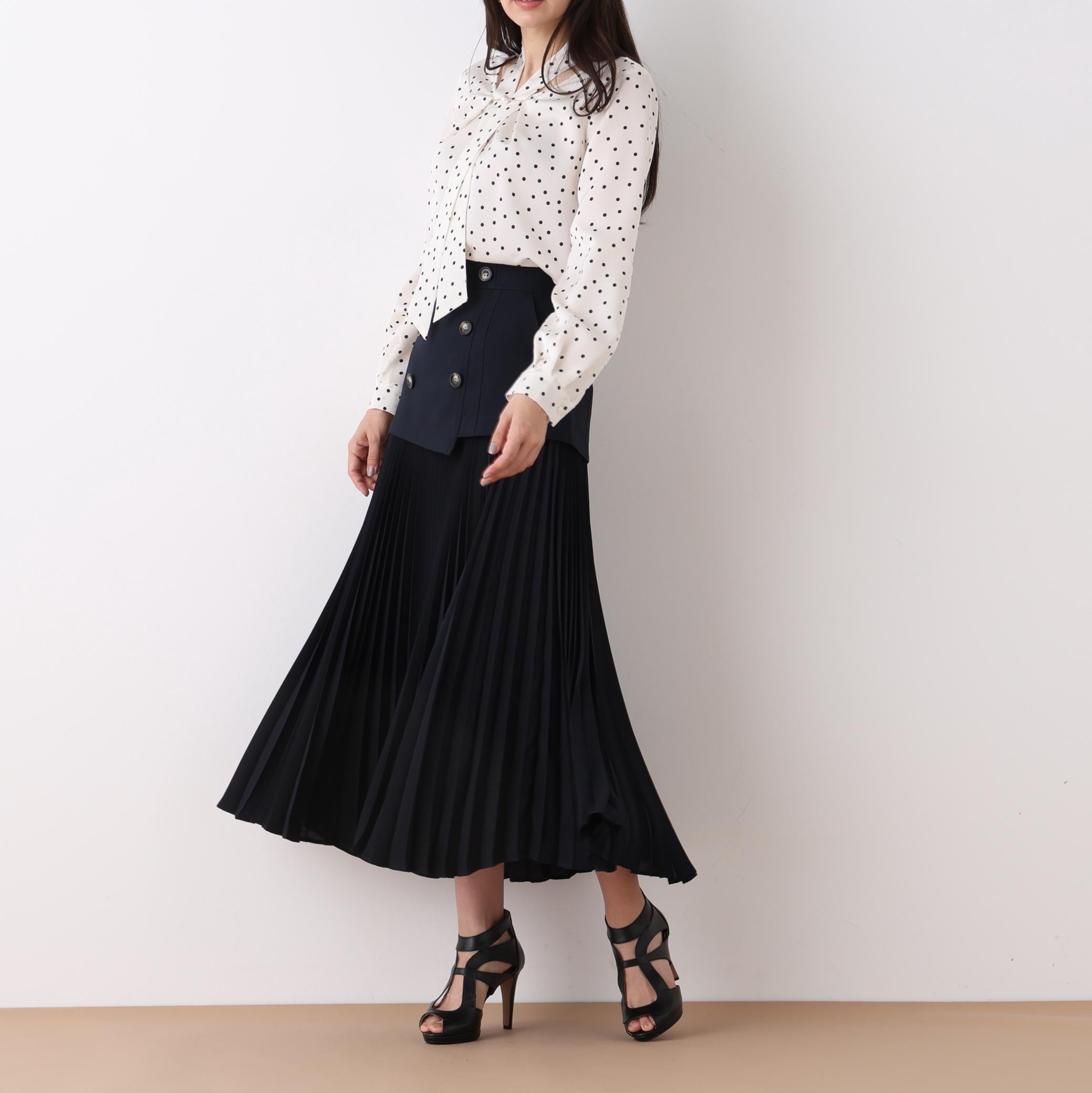 ソフトオックスプリーツスカート ネイビー