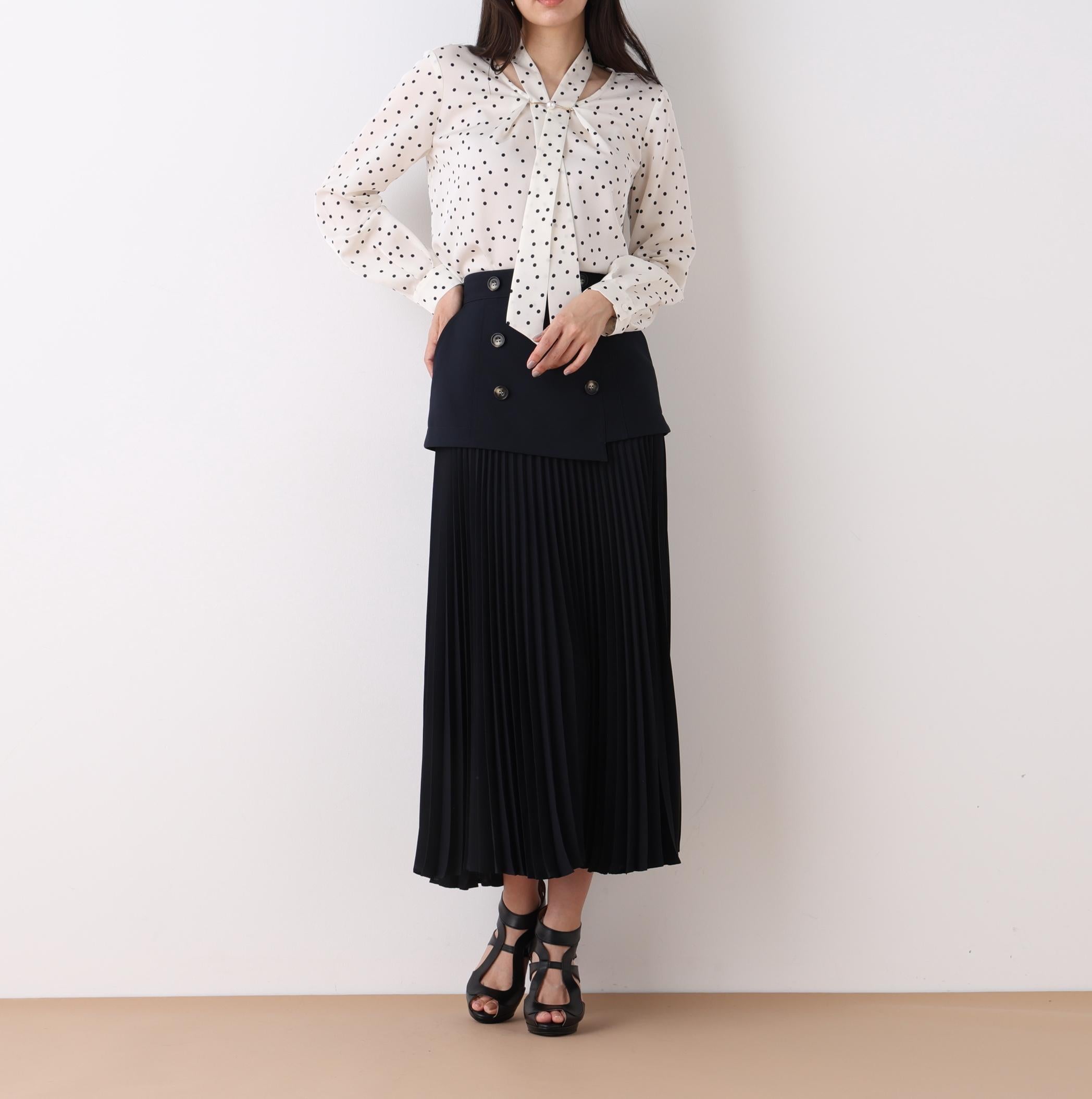 ソフトオックスプリーツスカート ネイビー