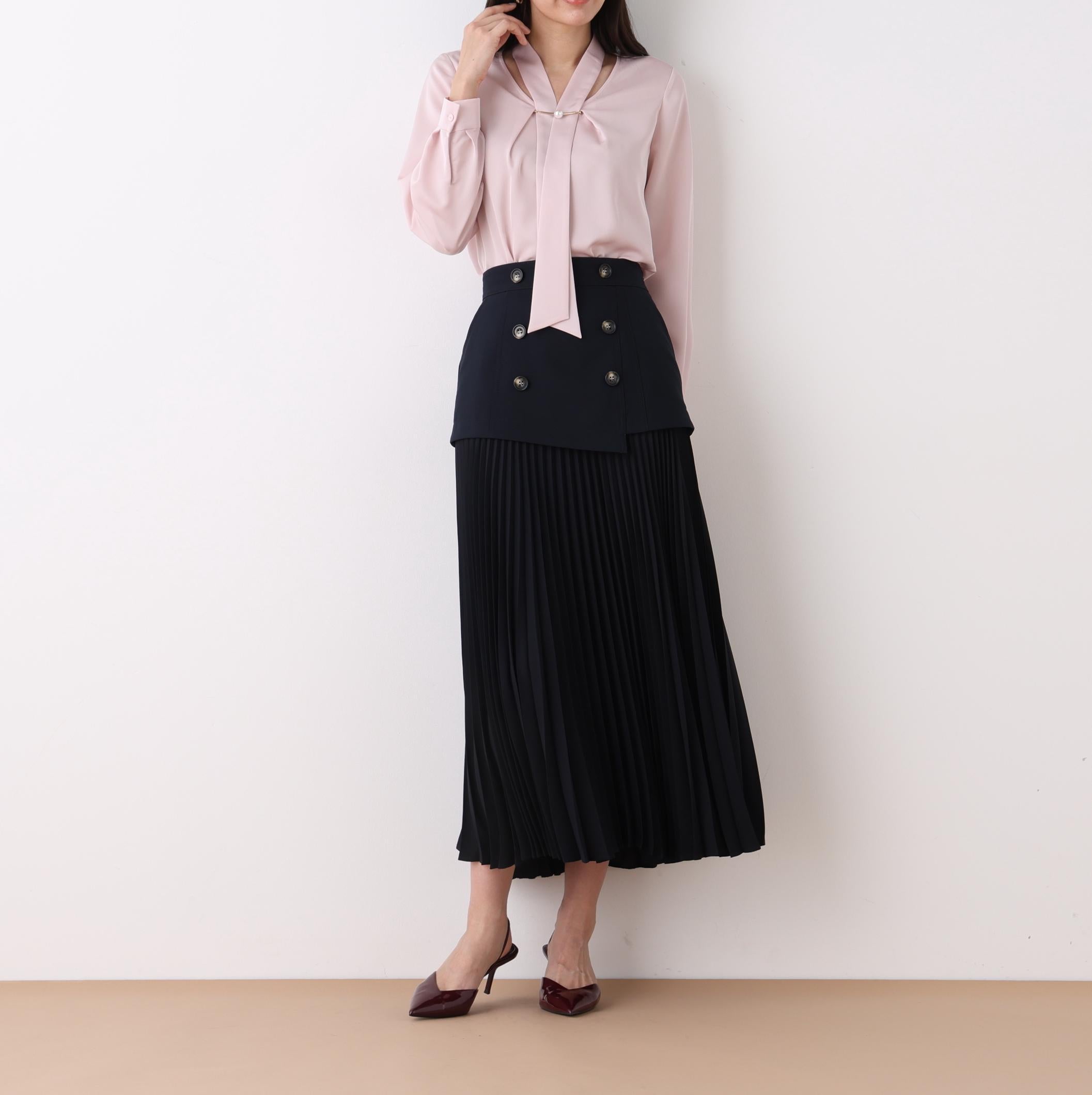 ソフトオックスプリーツスカート ネイビー