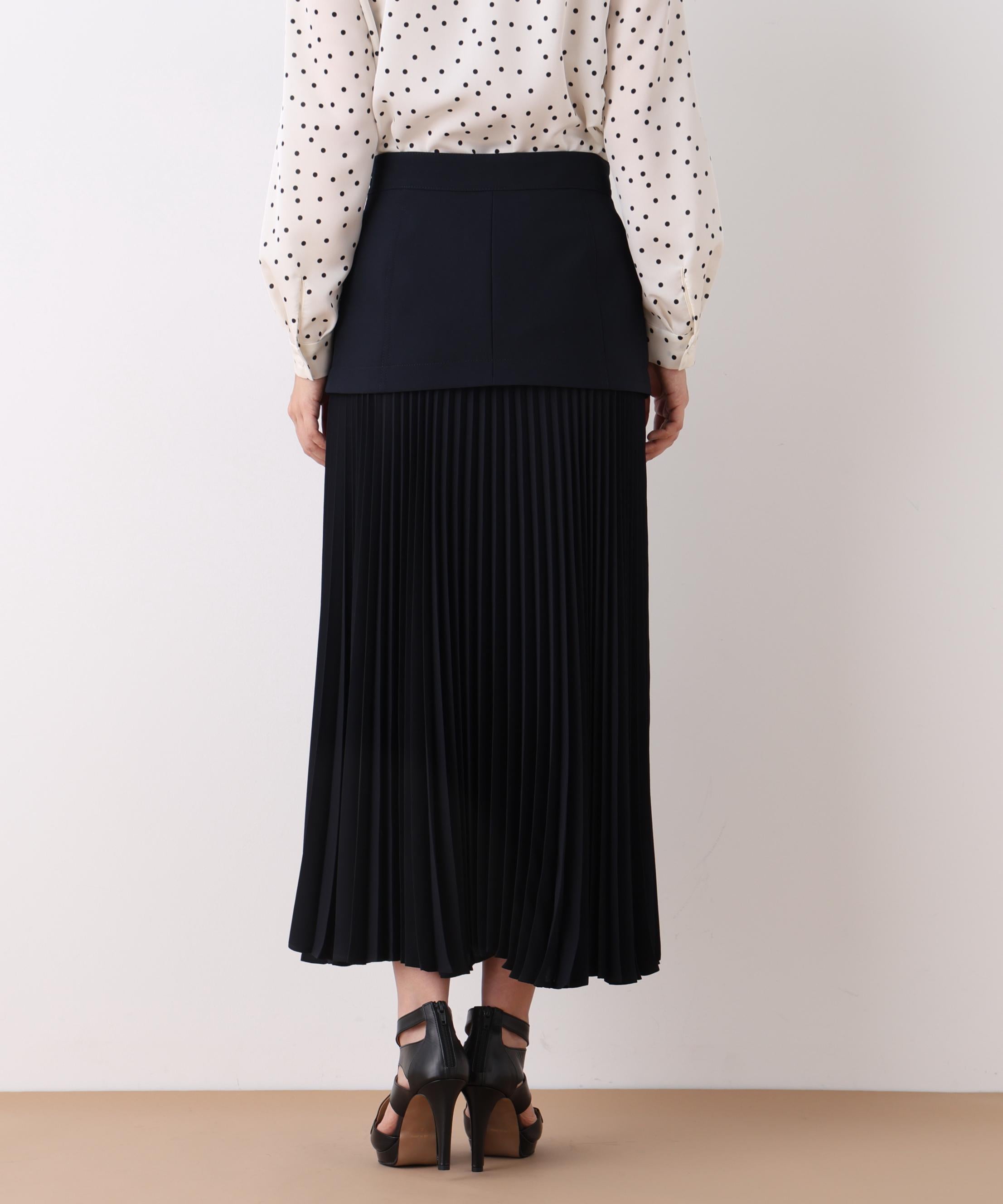 ソフトオックスプリーツスカート ネイビー