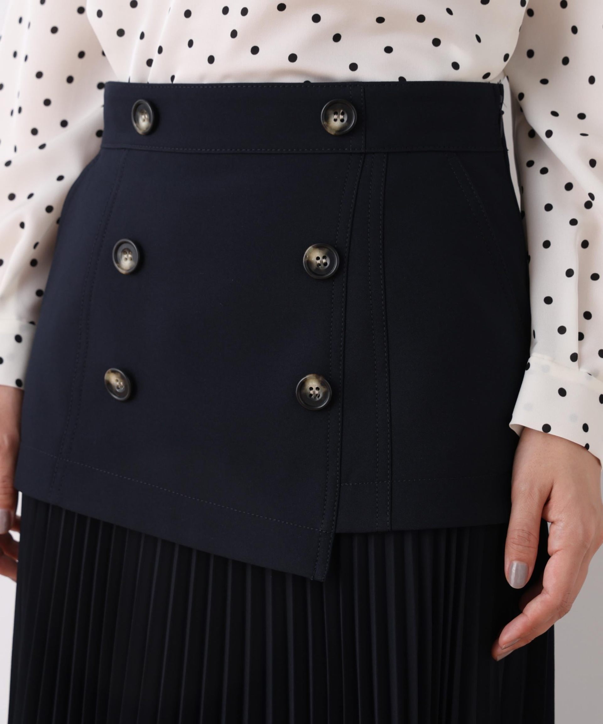 ソフトオックスプリーツスカート ネイビー