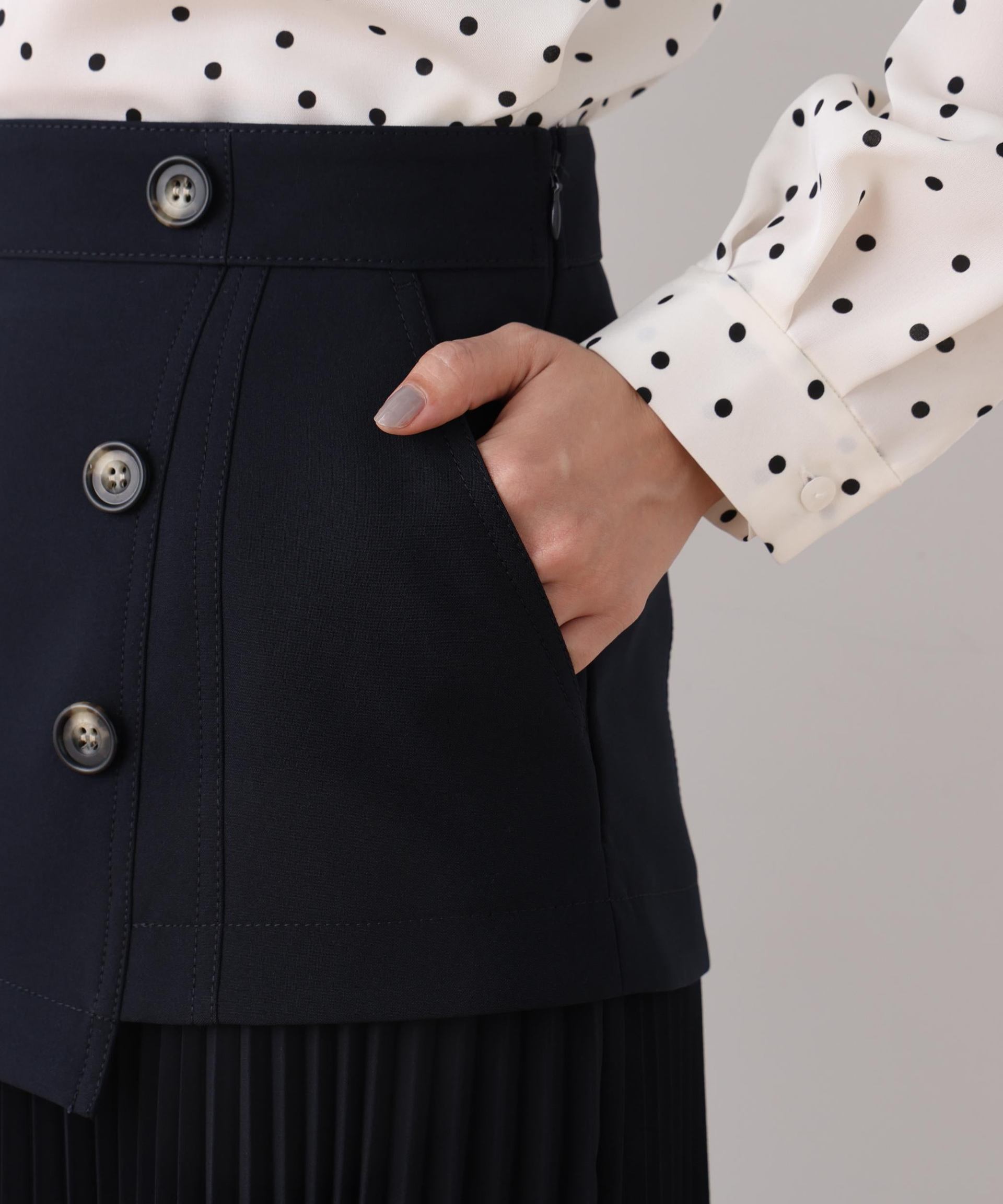 ソフトオックスプリーツスカート ネイビー