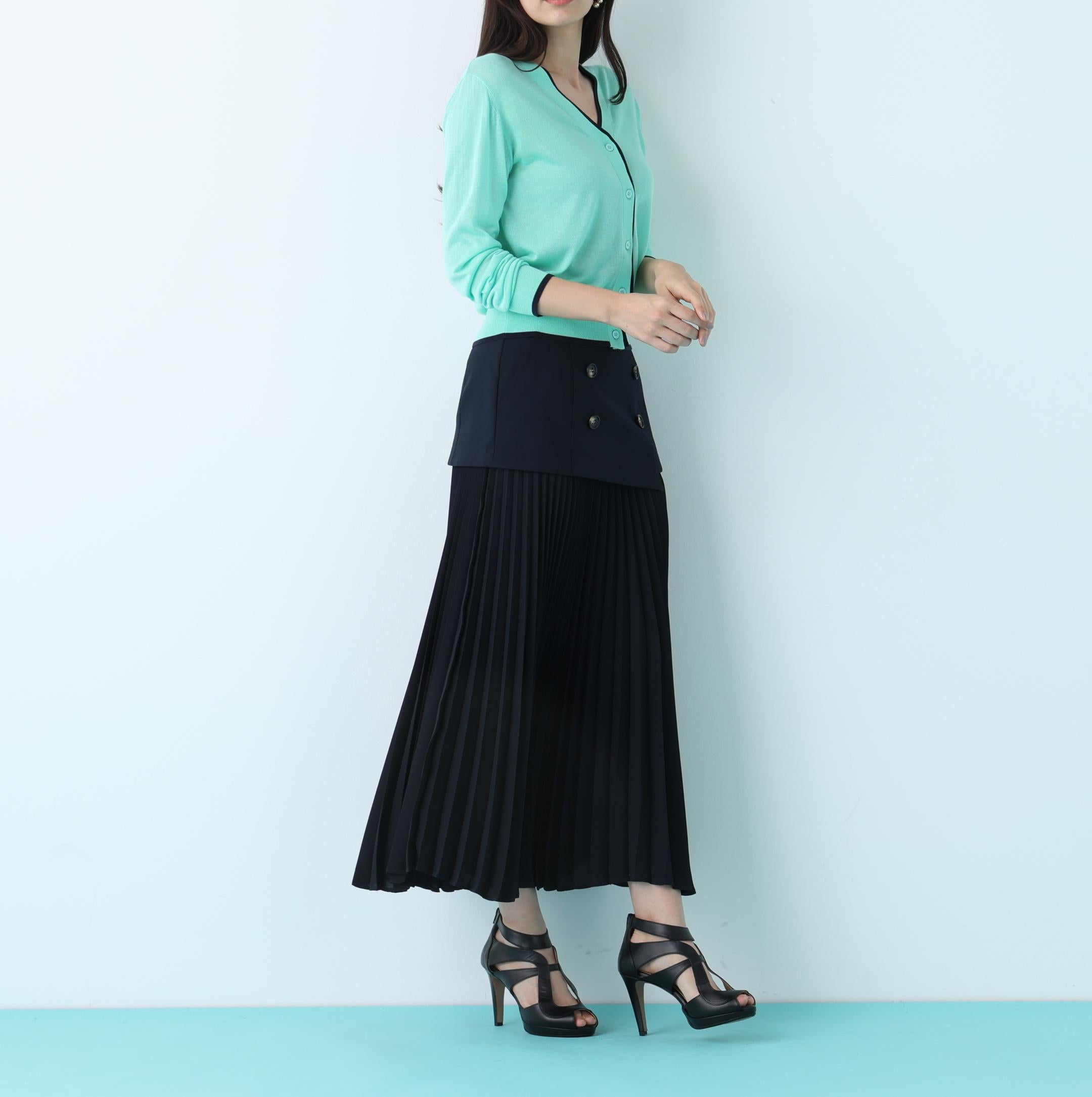 ソフトオックスプリーツスカート ネイビー