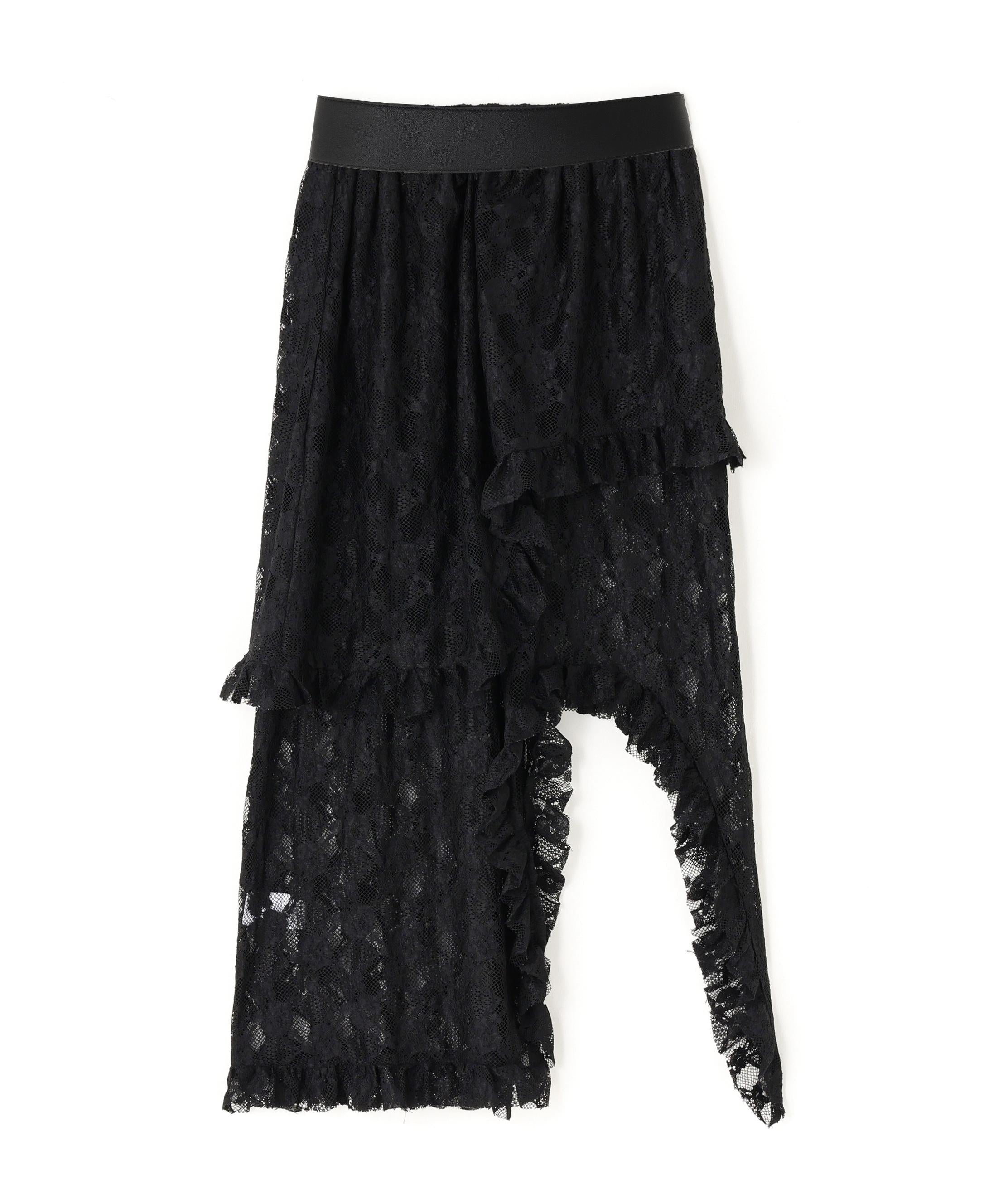 MITSUKI/ミツキ/ベルト付きレーススカート ブラック