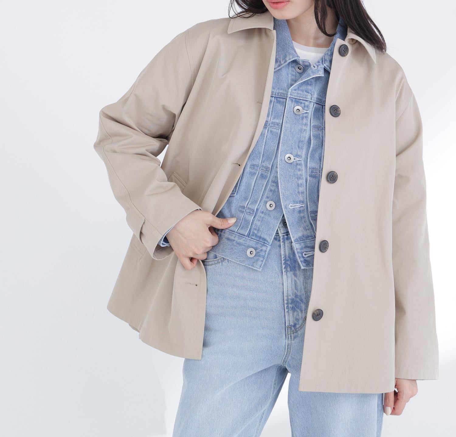 ステンカラーハーフコート ベージュ4