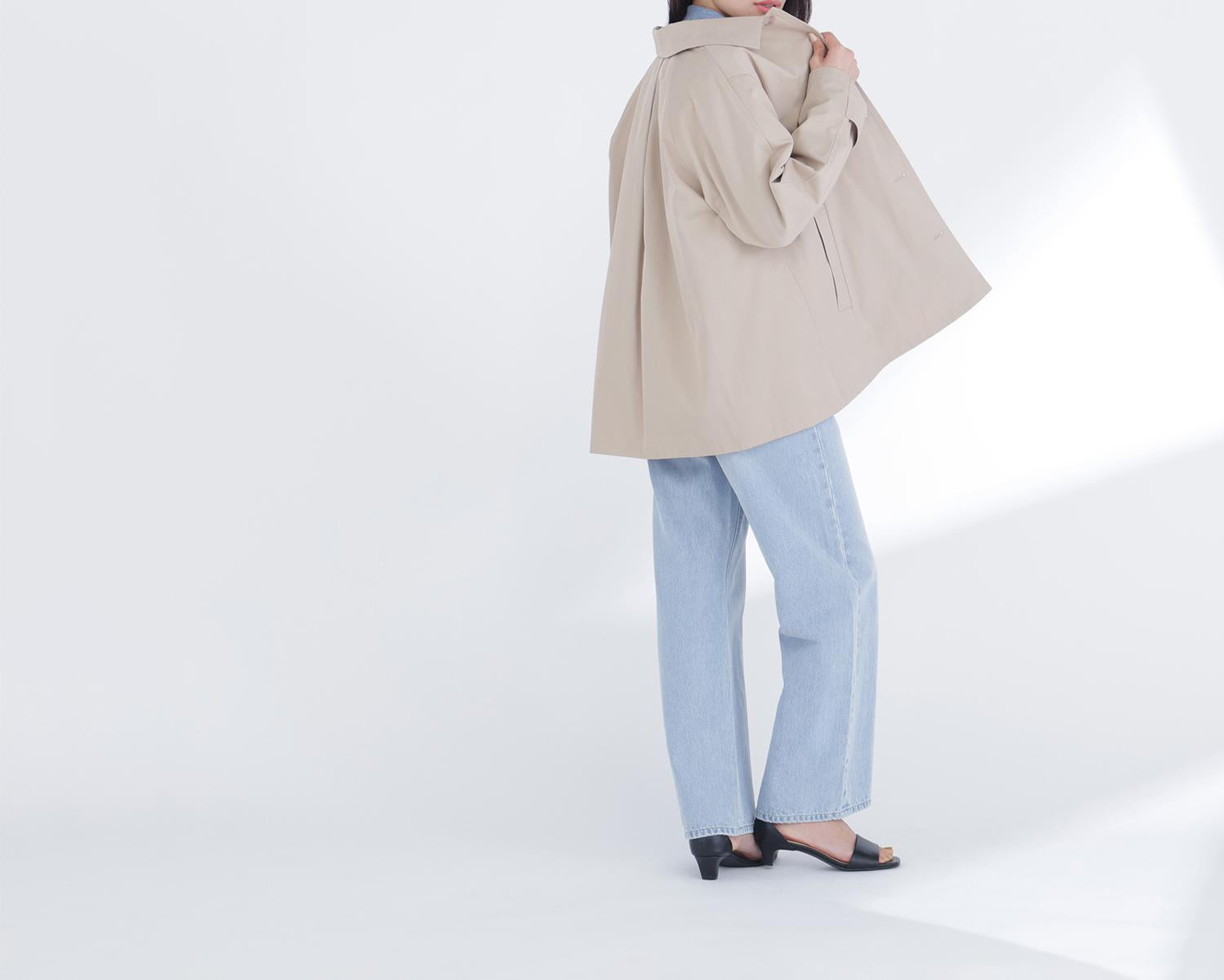 ステンカラーハーフコート ベージュ4