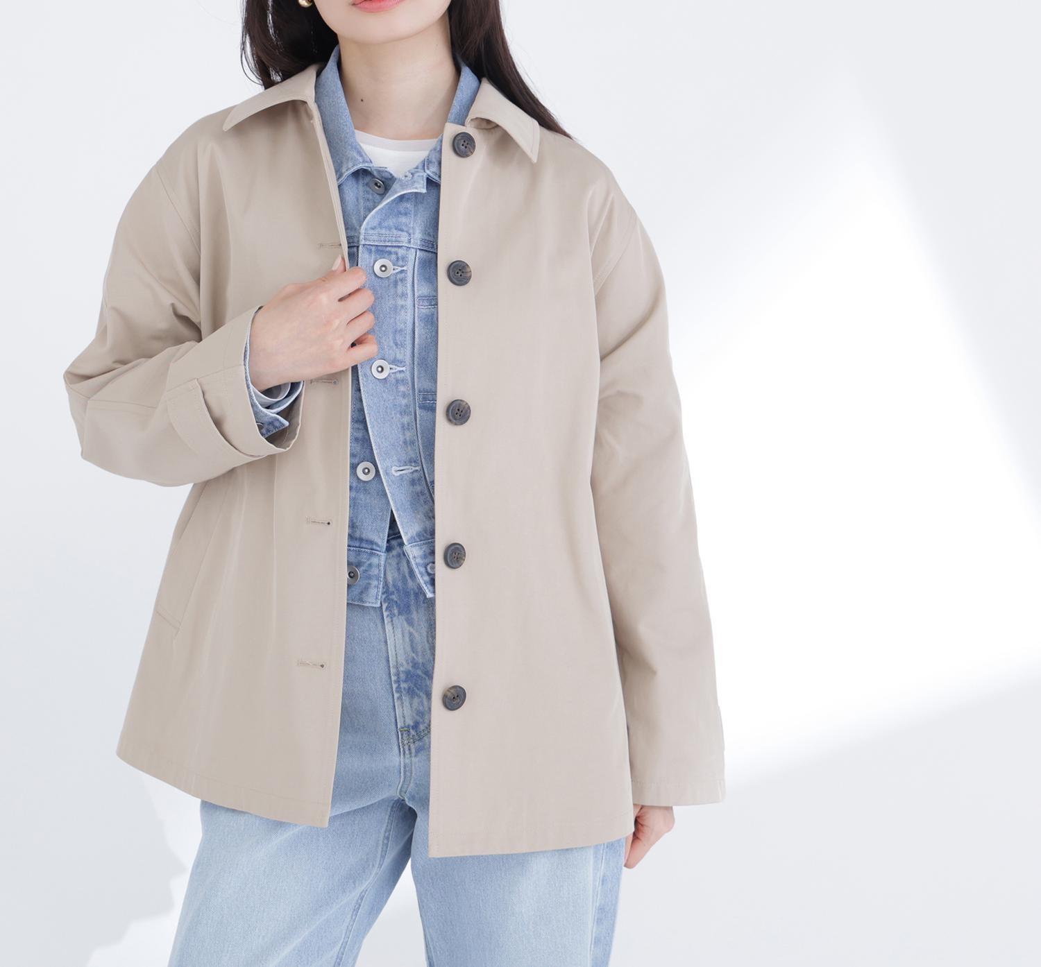 ステンカラーハーフコート ベージュ4