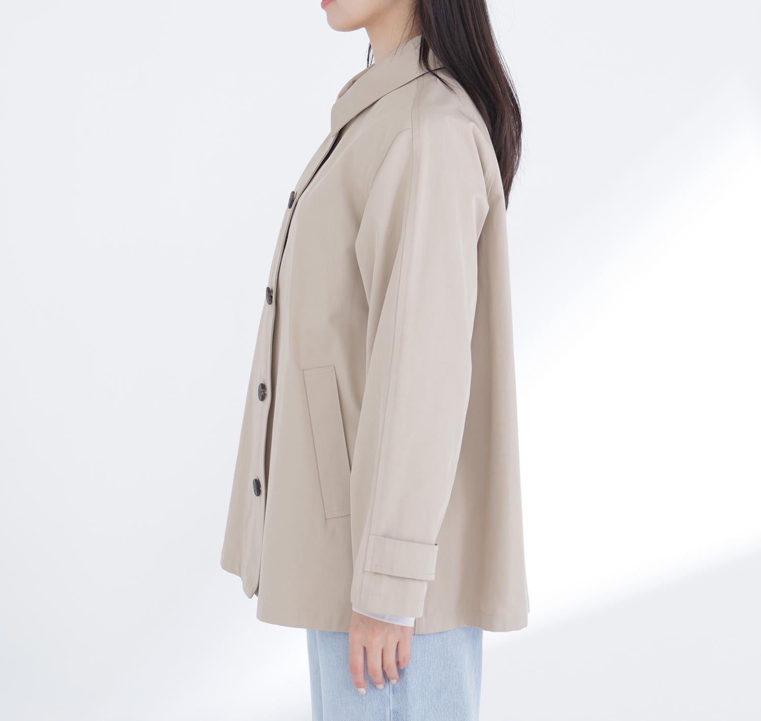 ステンカラーハーフコート ベージュ4