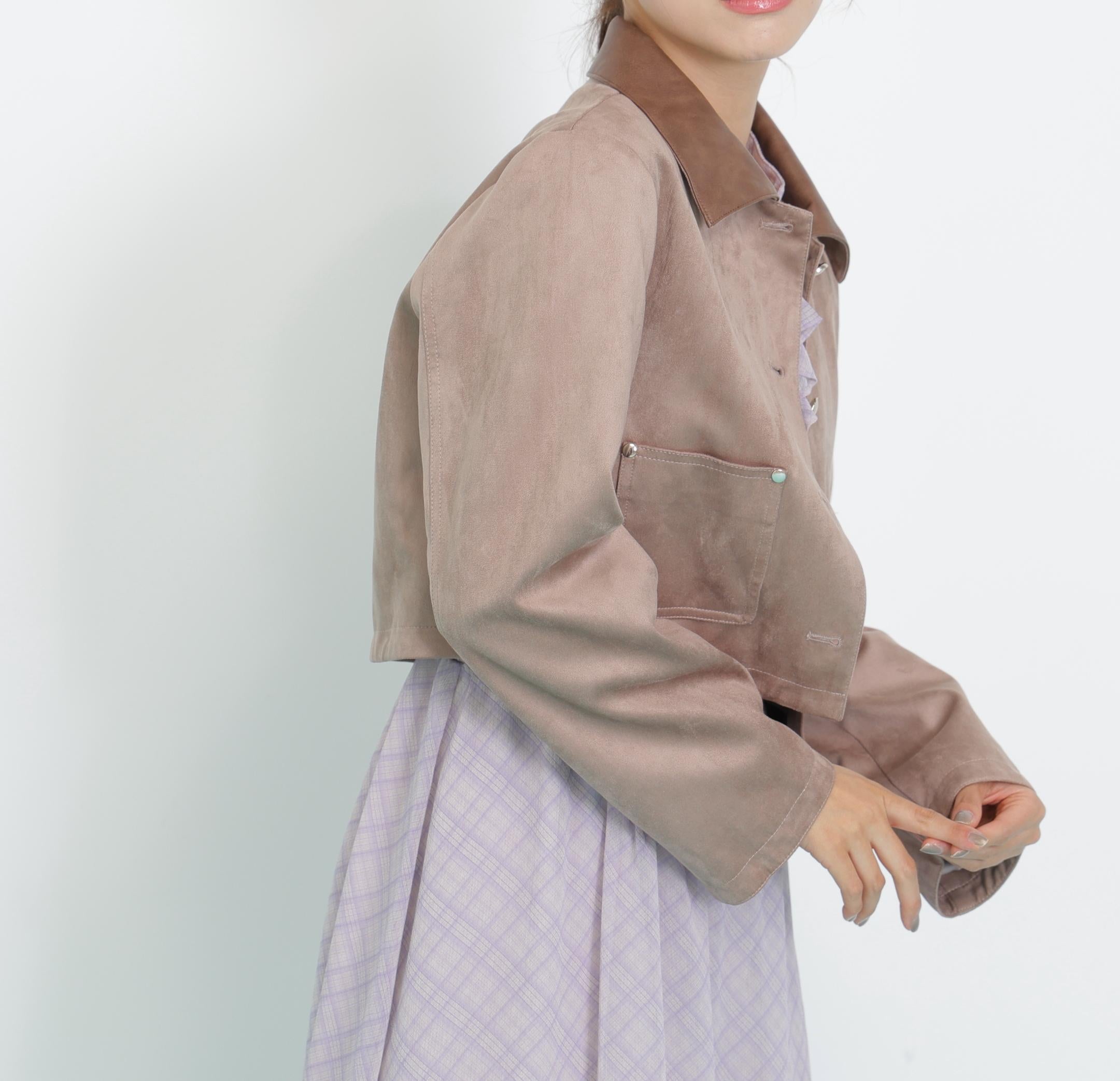 フェイクスエード短丈ブルゾン モカベージュ