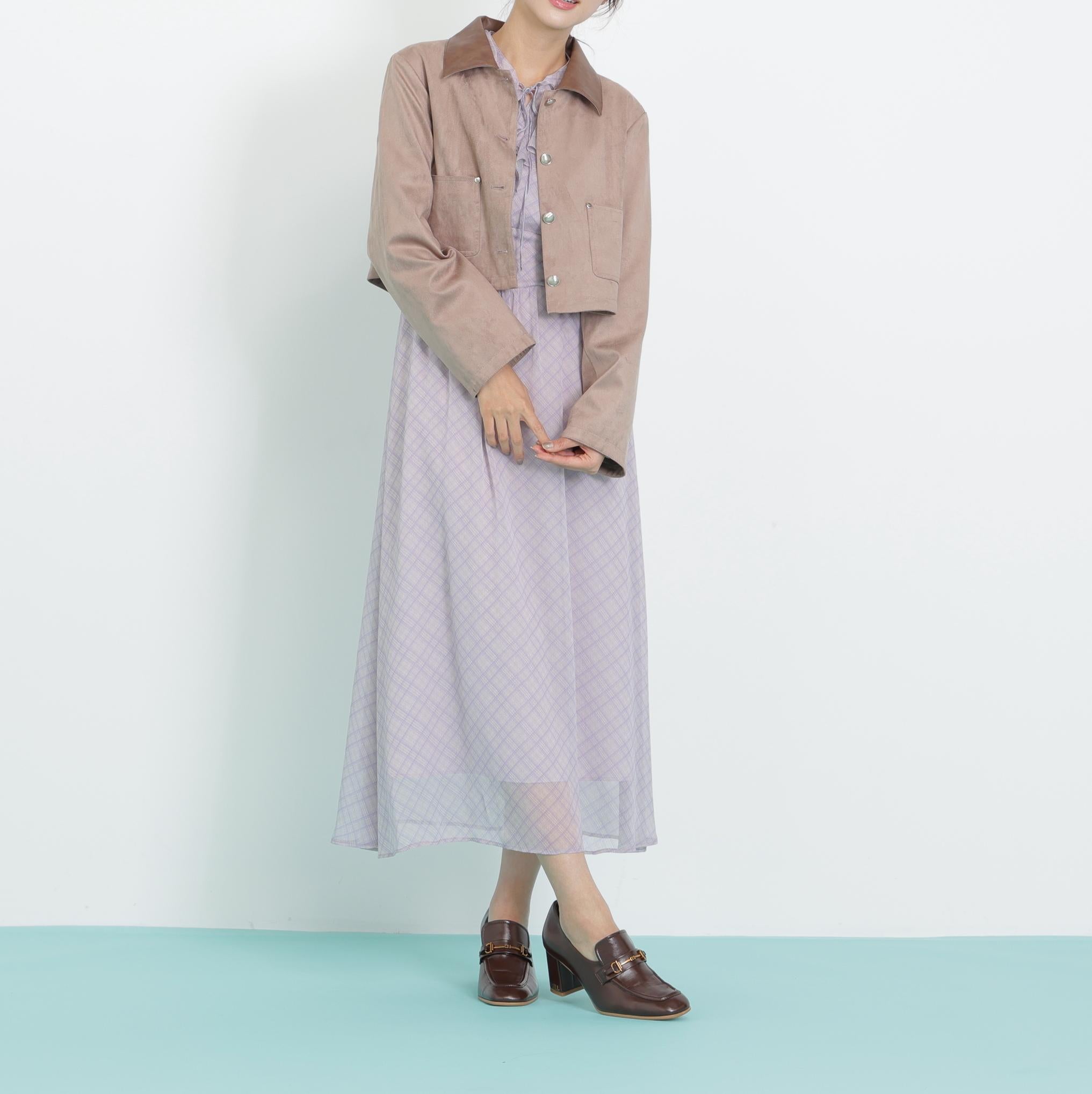 フェイクスエード短丈ブルゾン モカベージュ