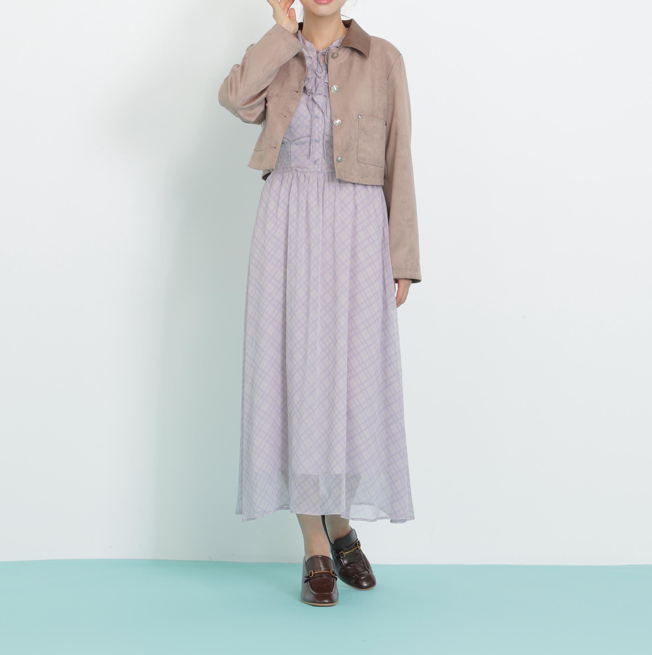 フェイクスエード短丈ブルゾン モカベージュ