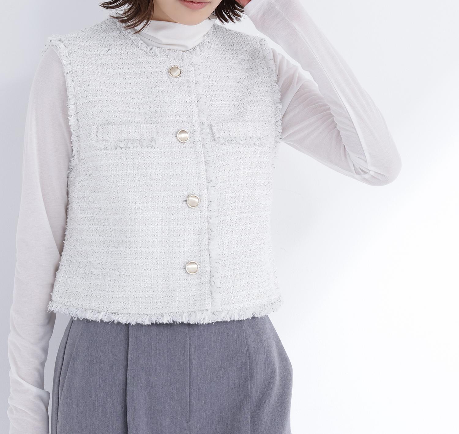 ツイードシリーズ コンパクトジレ オフ系2