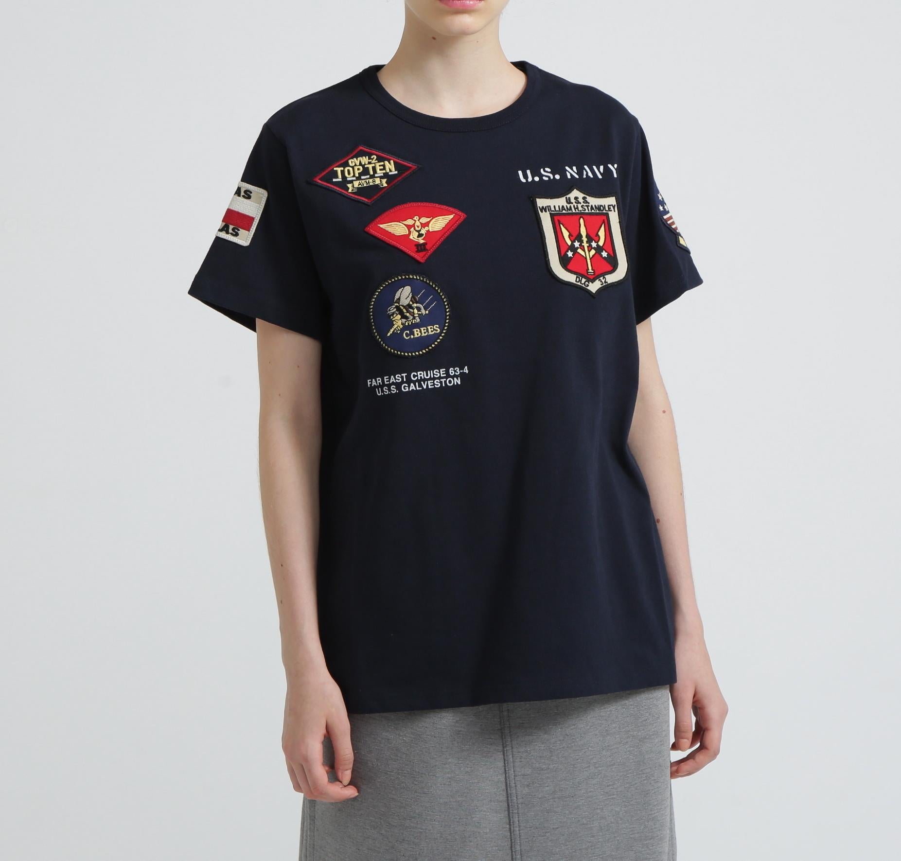 《WER&DEPOT限定》トップガン ワッペン Tシャツ/ TOP GUN WAPPEN S/S C>EW NECK T-SHI>T ネイビー