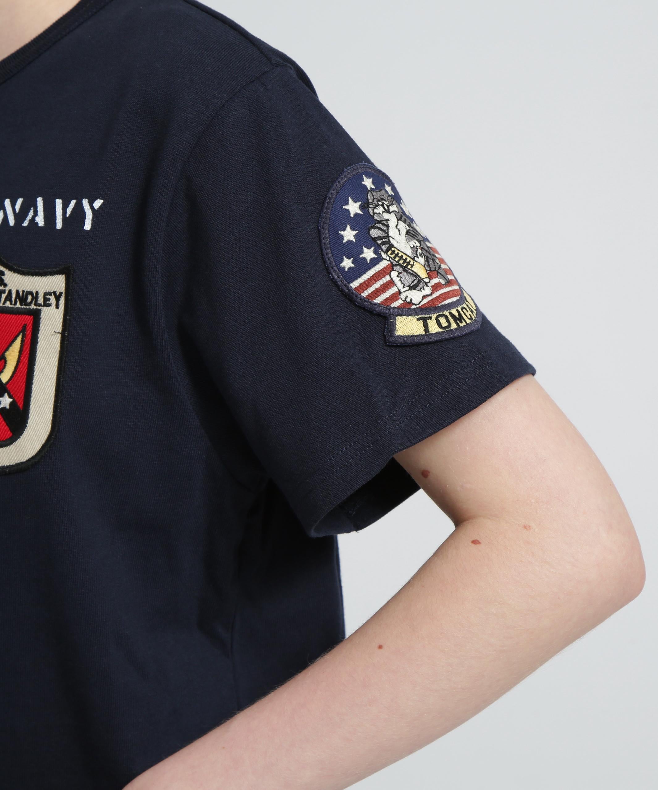 《WER&DEPOT限定》トップガン ワッペン Tシャツ/ TOP GUN WAPPEN S/S C>EW NECK T-SHI>T ネイビー